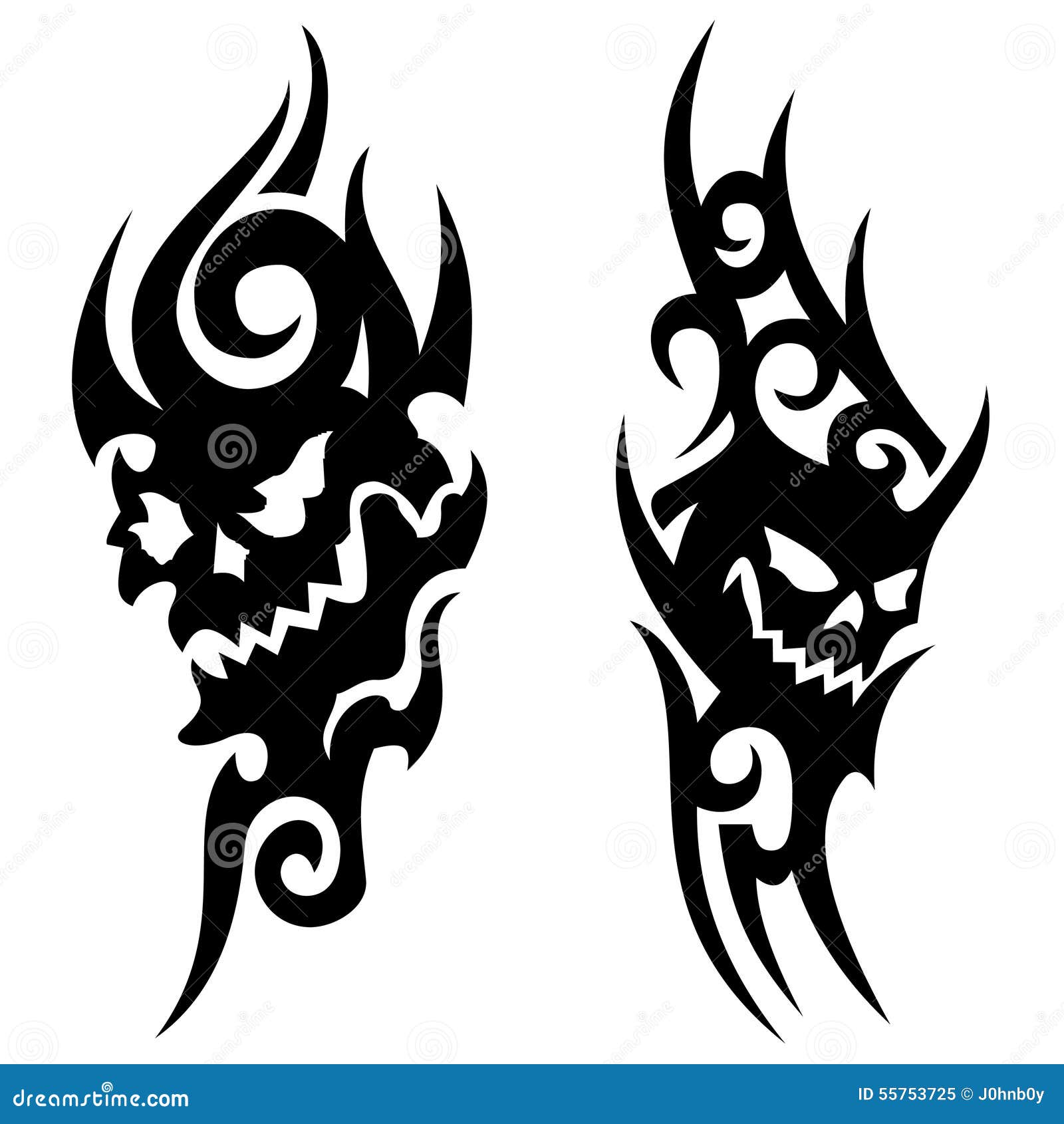 Skull tribal tattoo stock vector. Illustration of evil - 55753725
