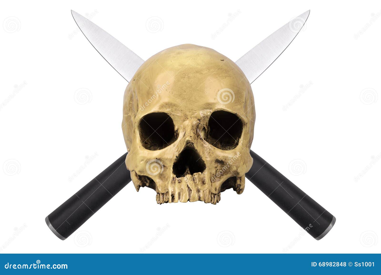 Skull with Two Crossed Knives Stock Photo - Image of human, cooking