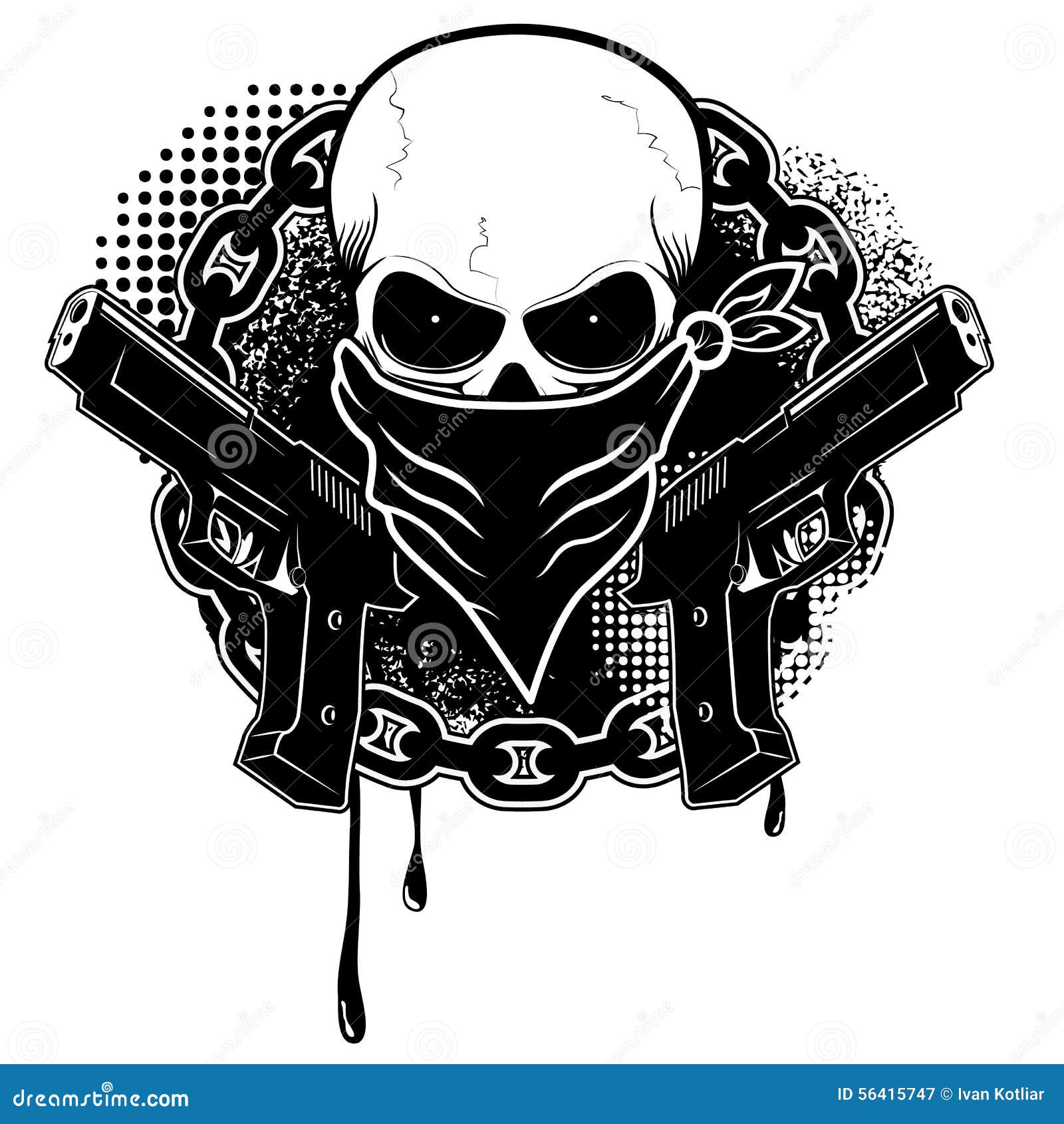 Skull and two pistols