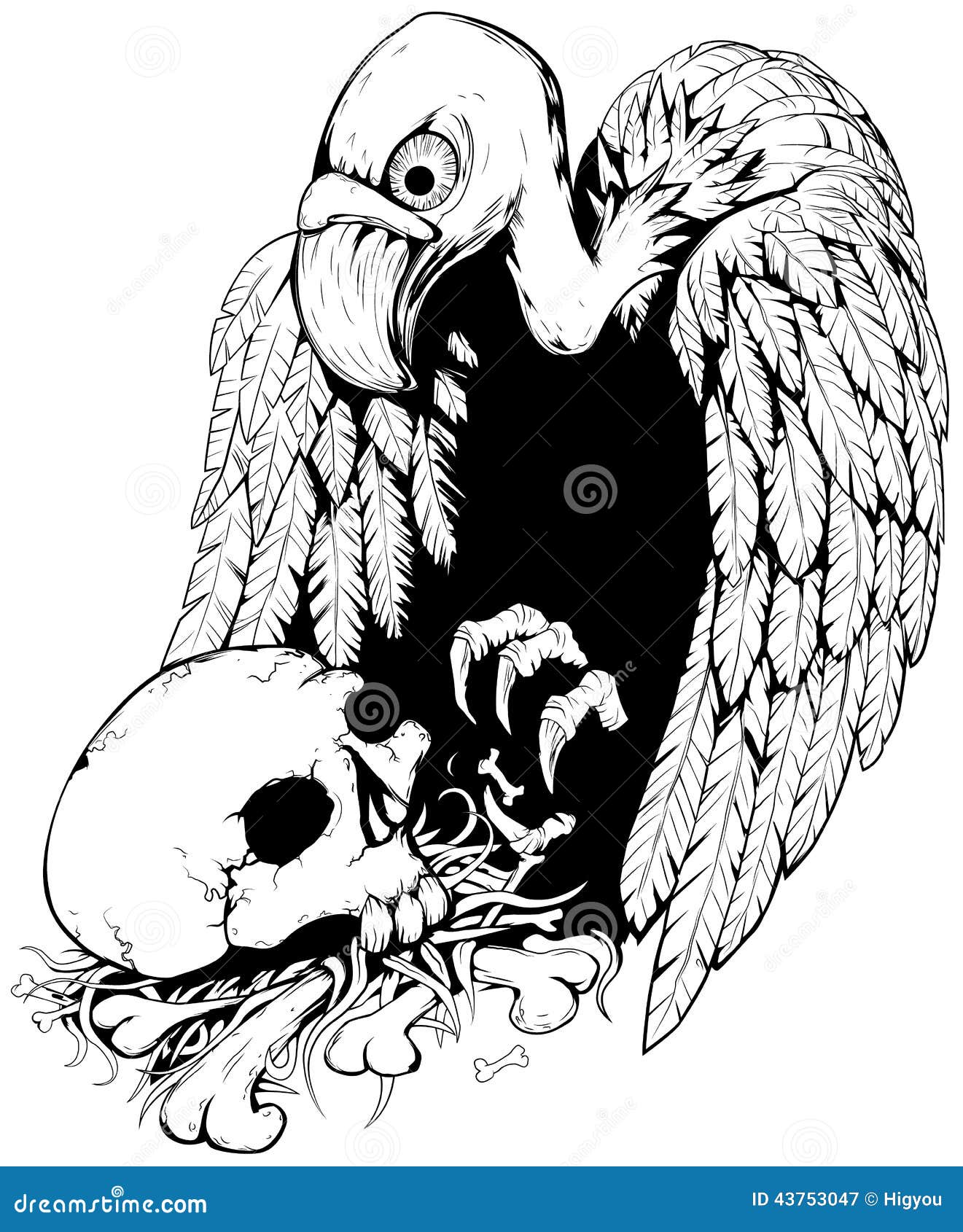 Skull Vulture stock vector. Illustration of spooky, cutout 43753047