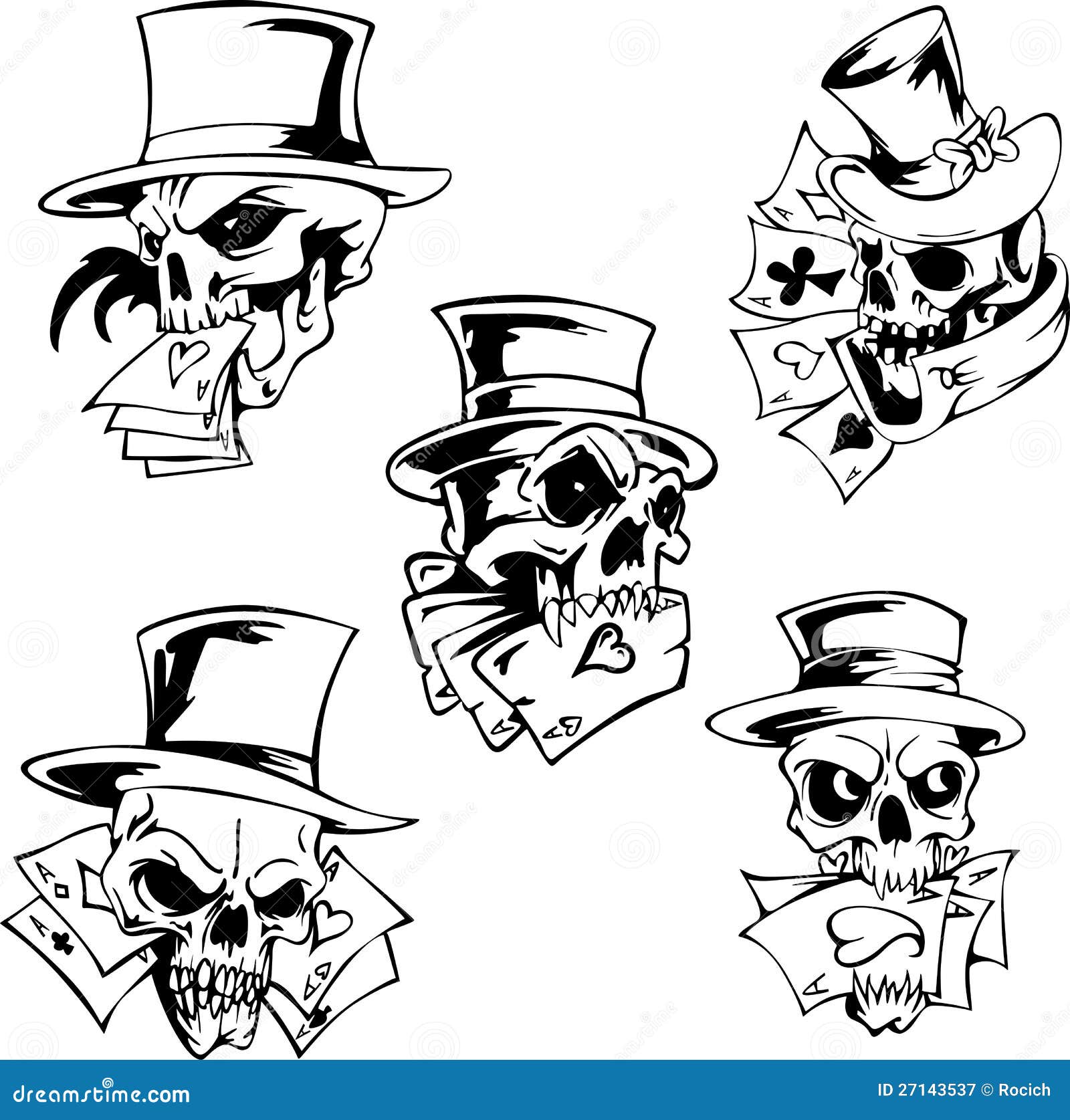 Skulls With Playing Cards Stock Vector Illustration Of Casino 27143537