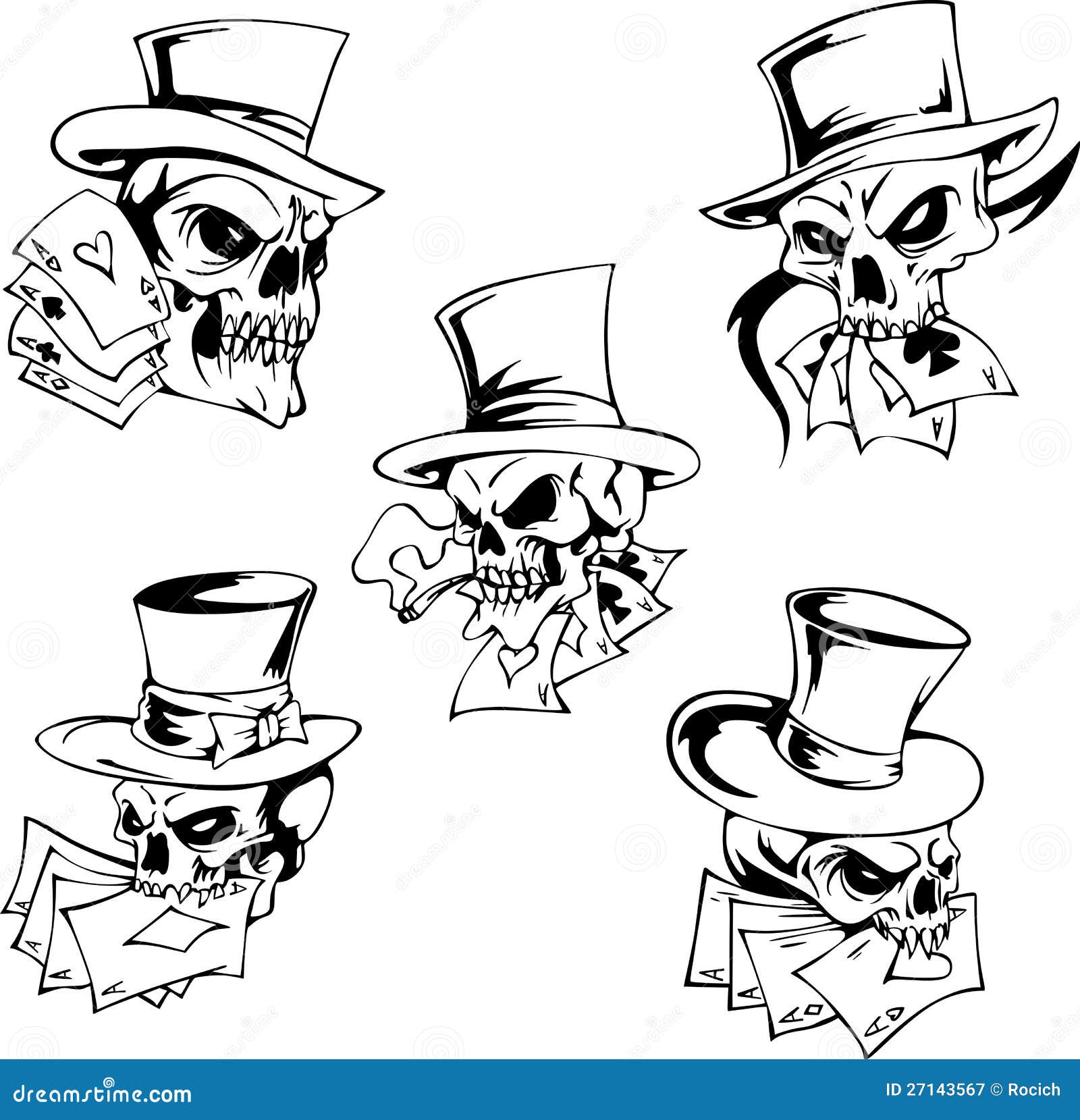 Skulls With Playing Cards Stock Vector Illustration Of Casino 27143567