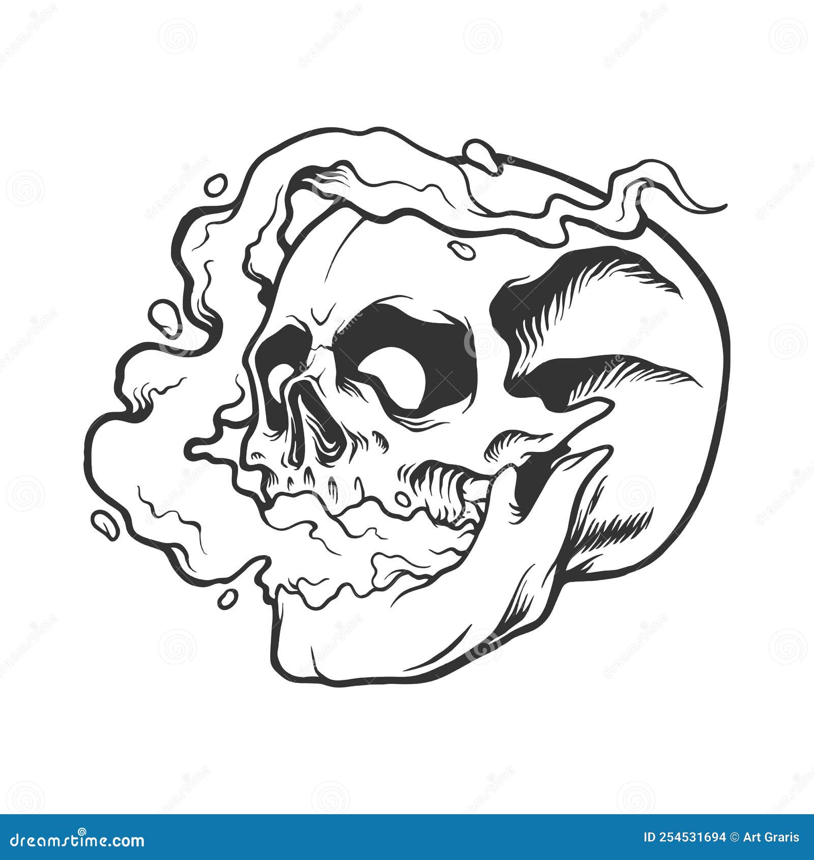 Skulls Stone with Smoke Weed Silhouette Stock Vector - Illustration of ...