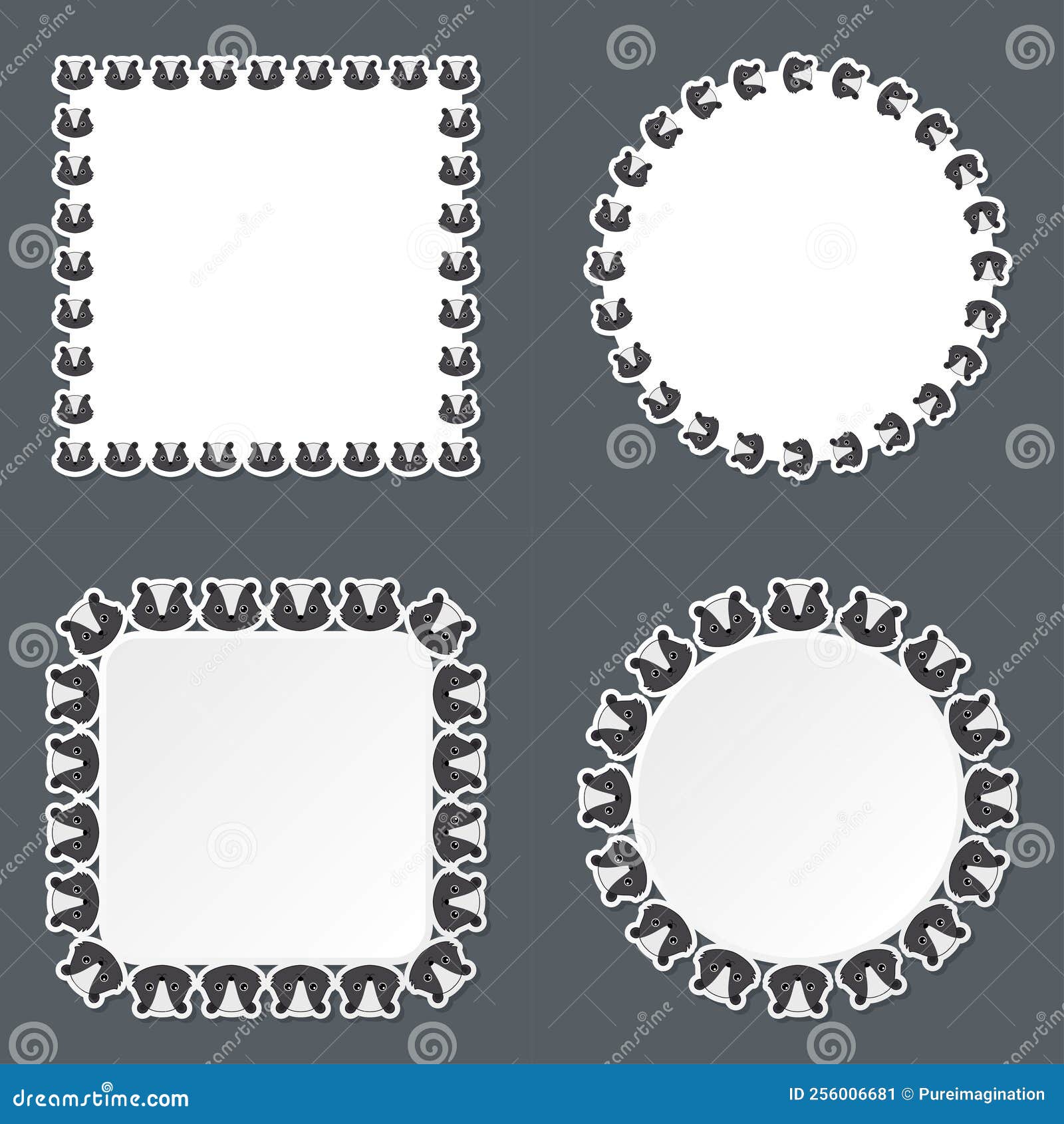 Skunk with Frame for Banner, Poster, and Greeting Card Stock Vector