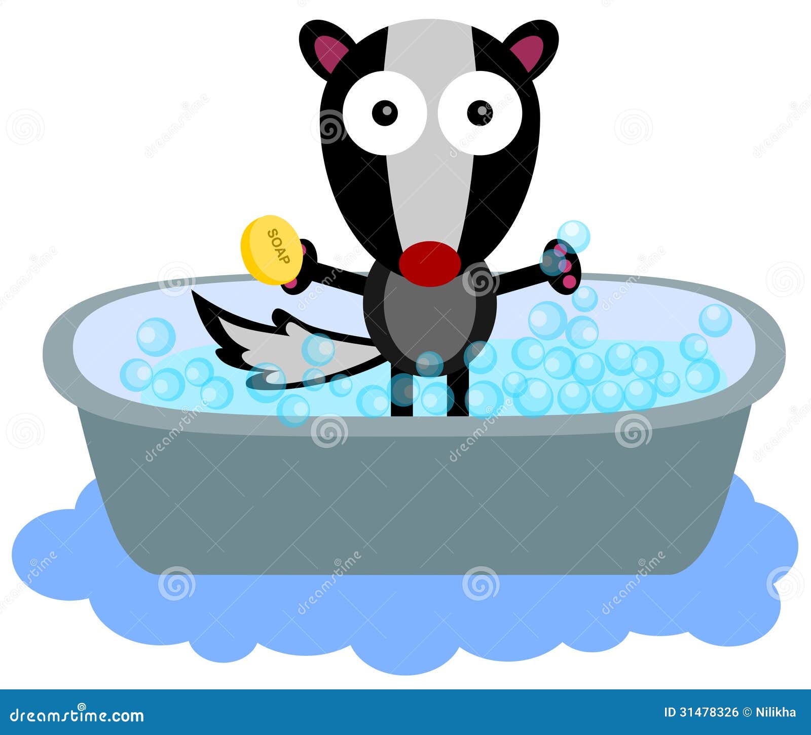 Skunk s bath time stock illustration. Illustration of animal 31478326