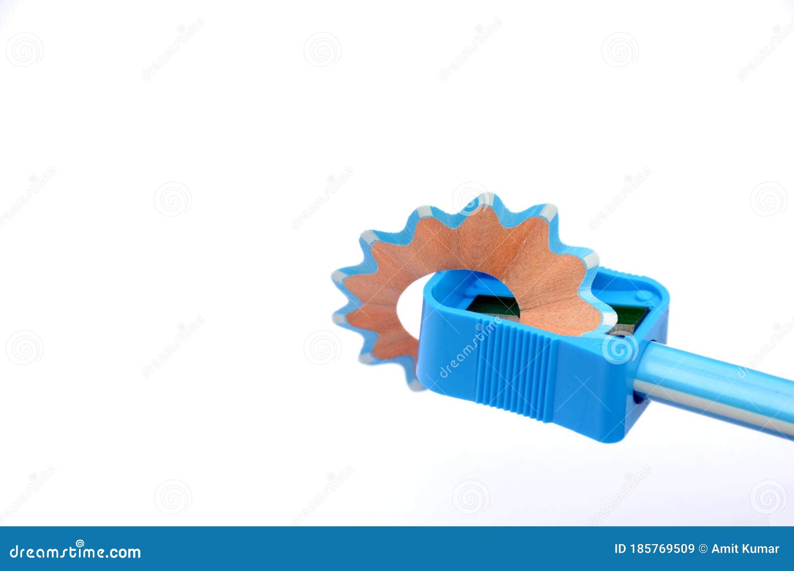 The Sky Blue Colour Sharpner Peel of the Pencil Isolated in White