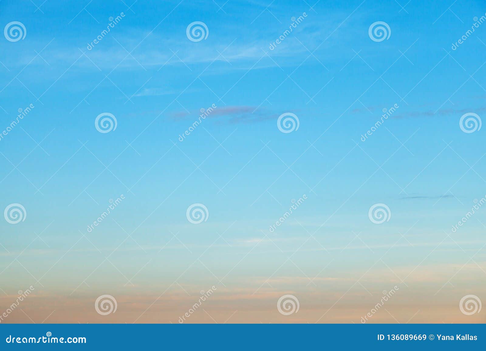 Natural Sky Background. Sky Blue and Orange Light of the Sun through