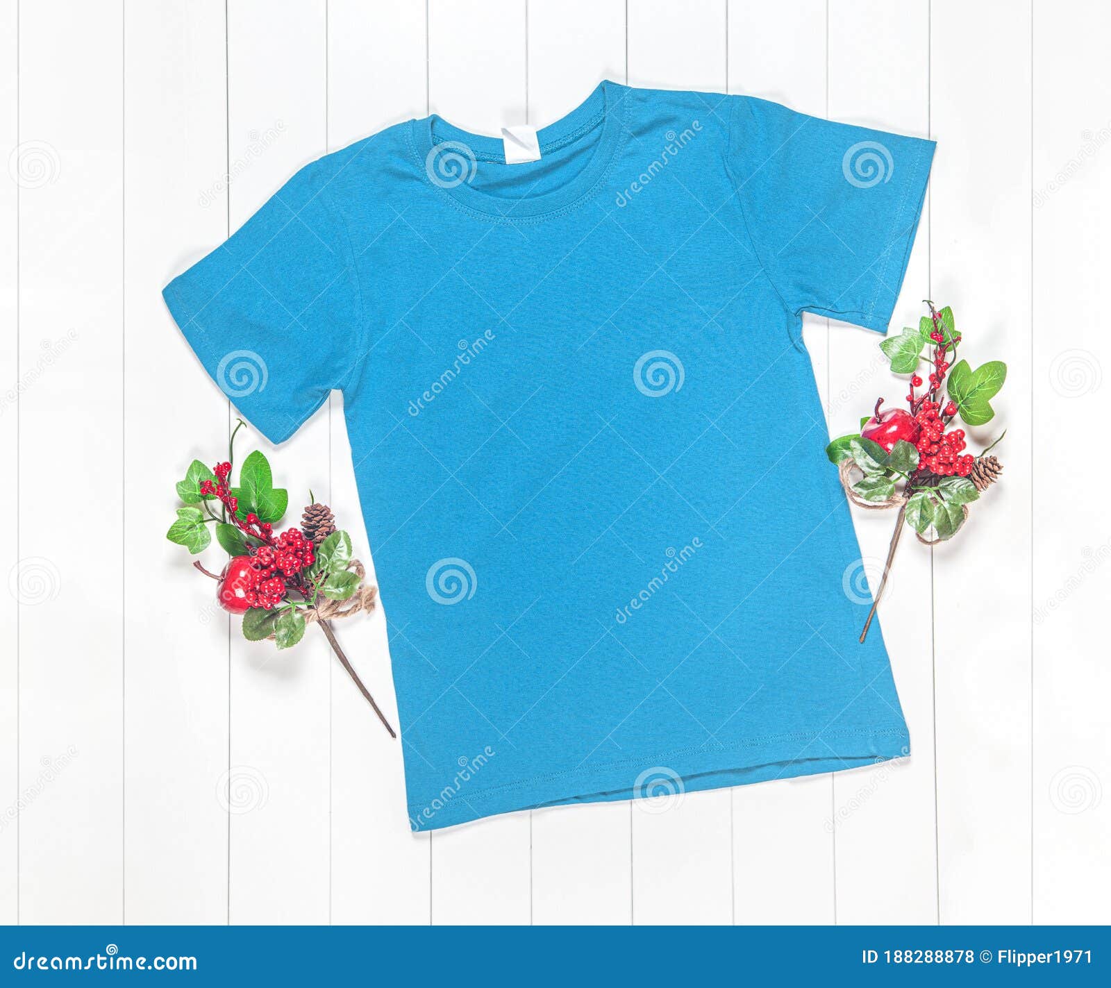 Download Sky Blue T-shirt Mockup On White Background Stock Photo ...