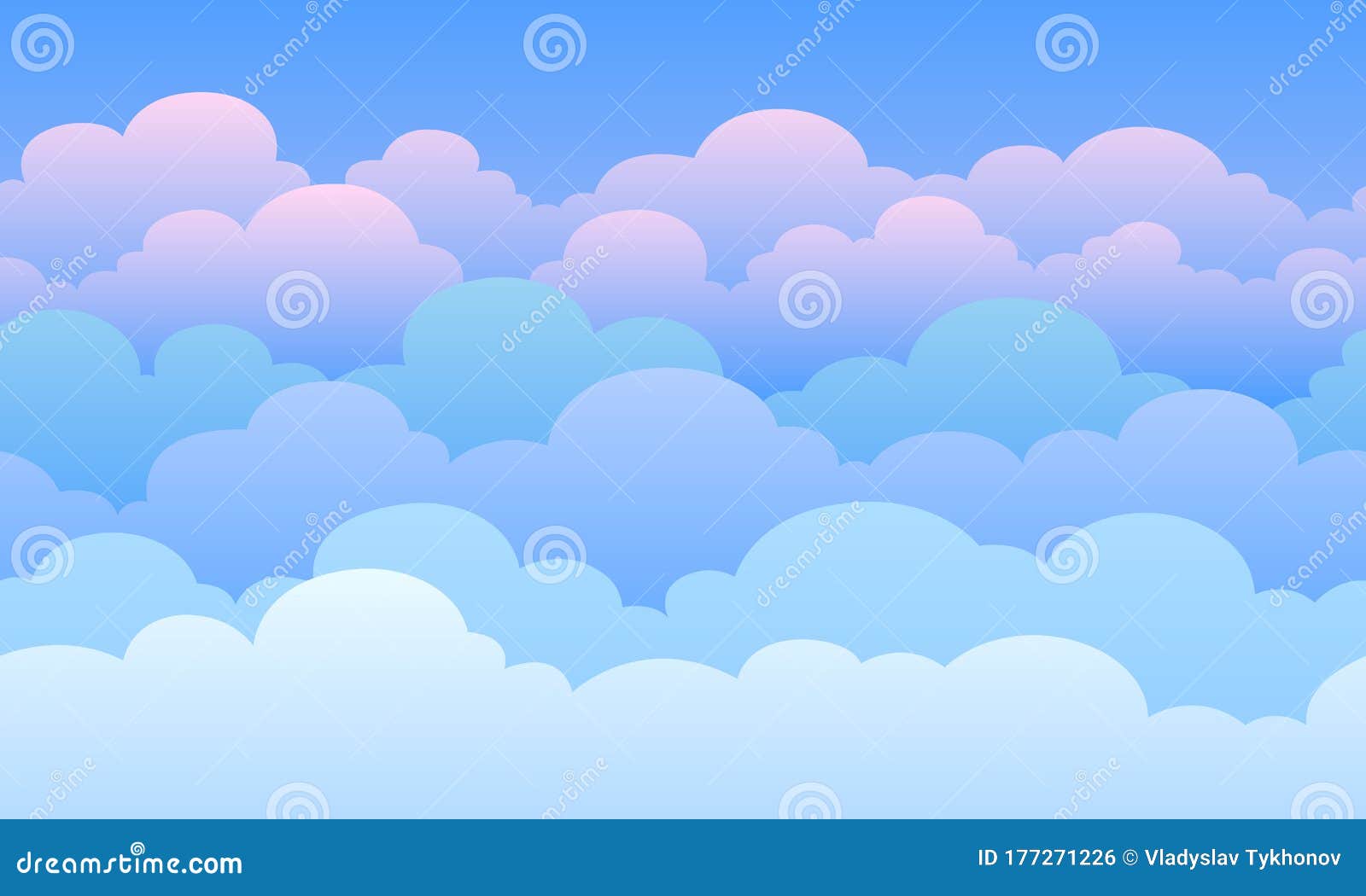 Sky with Clouds Cartoon Background. Vector Stock Vector - Illustration of  airy, drawing: 177271226