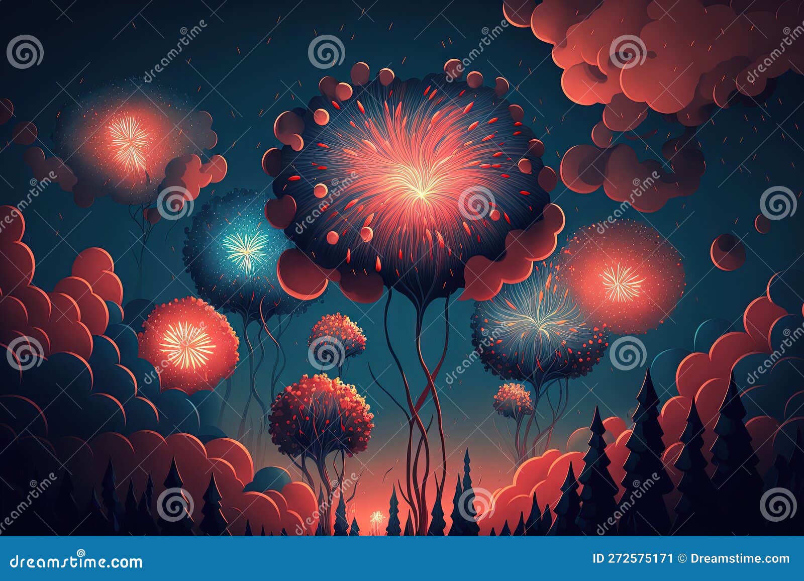 Sky high fireworks display stock illustration. Illustration of ...