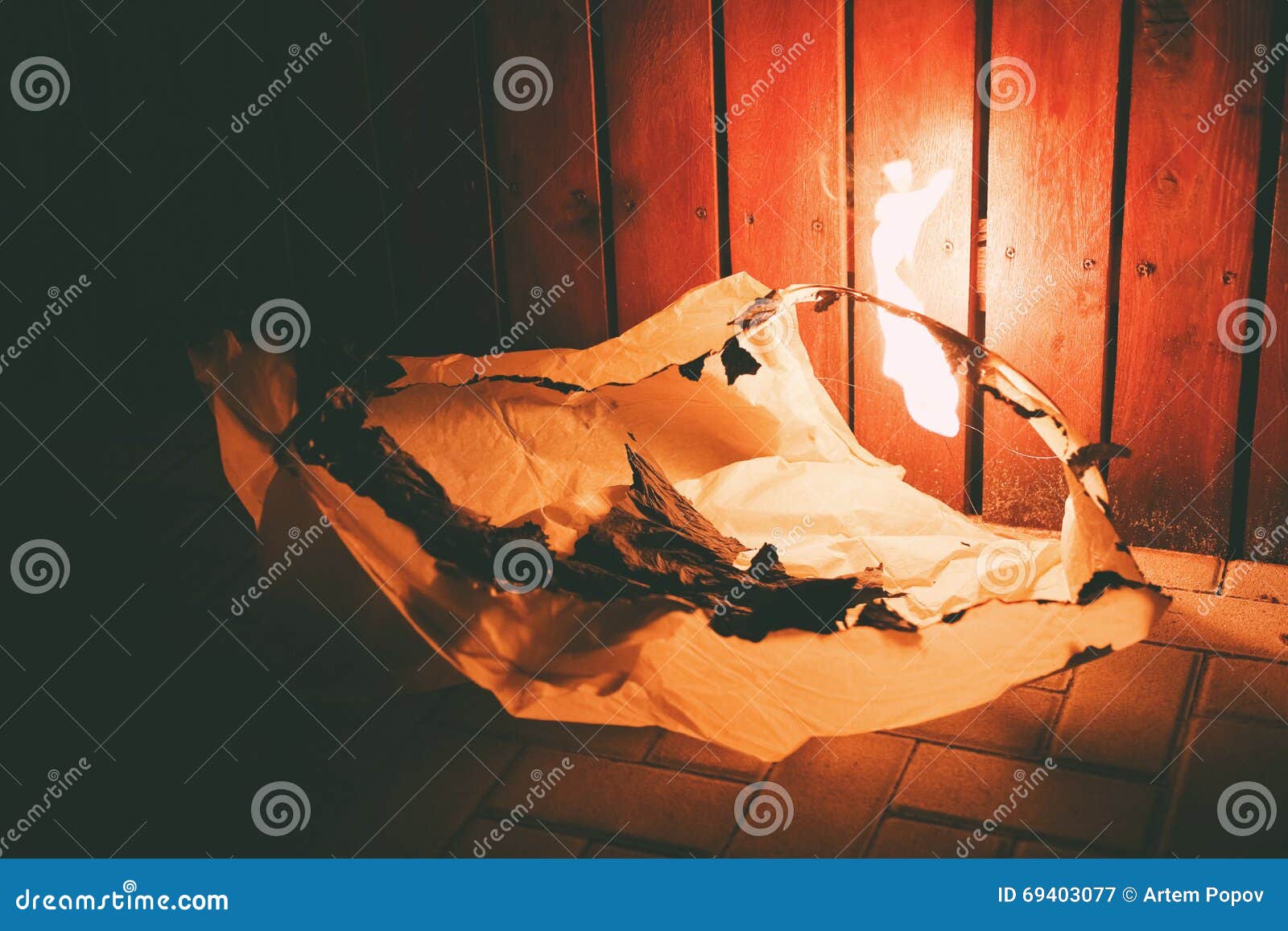 Sky Lantern Burning Near Wood Stock Image Image of fire, holiday 69403077