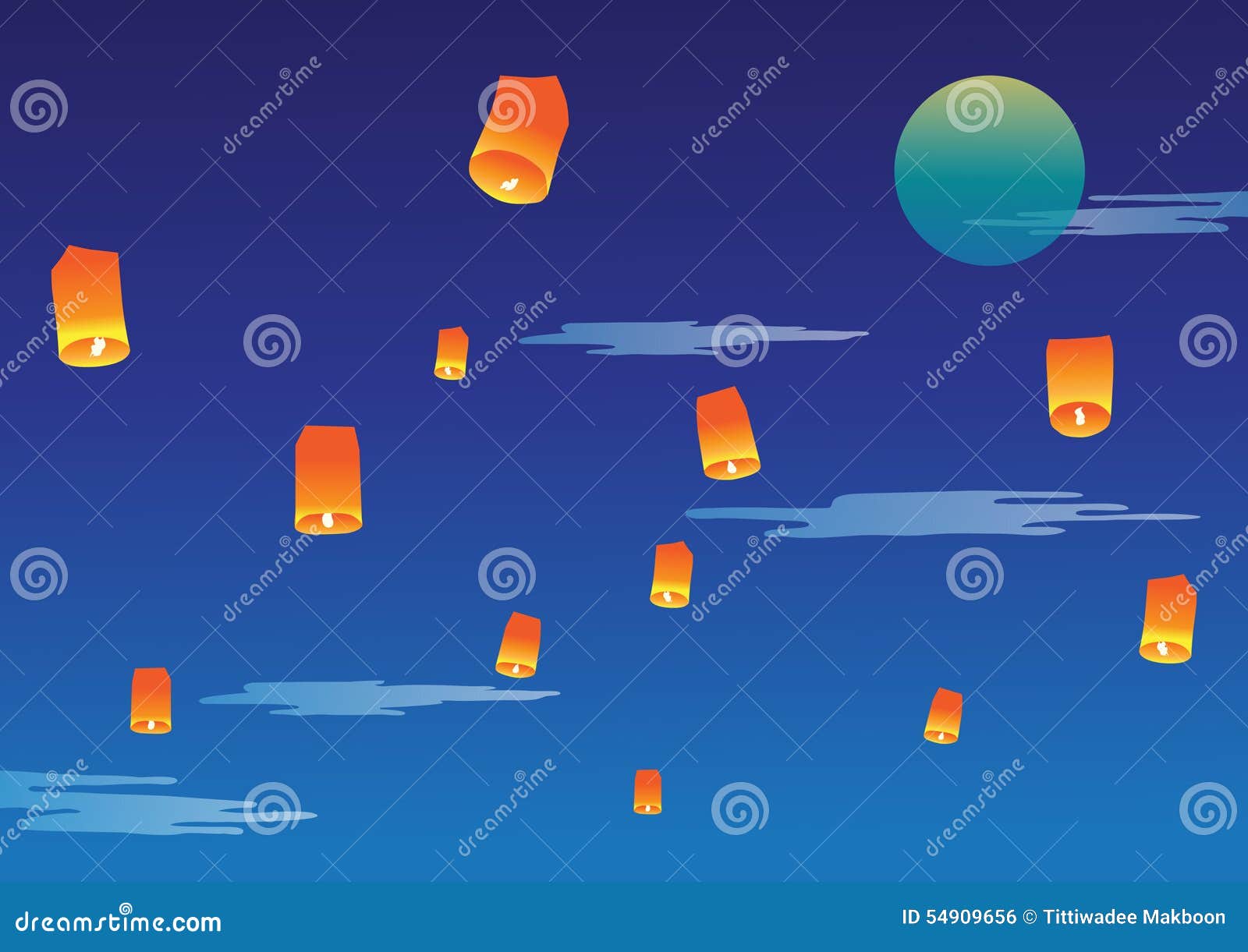 Sky lantern stock illustration. Illustration of light 54909656