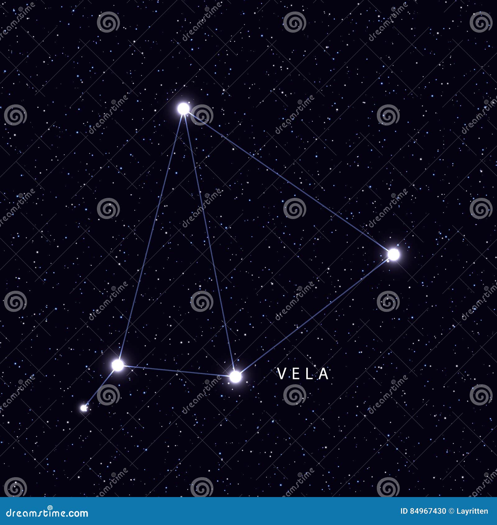 Sky Map with the Name of the Stars and Constellations. Stock Vector