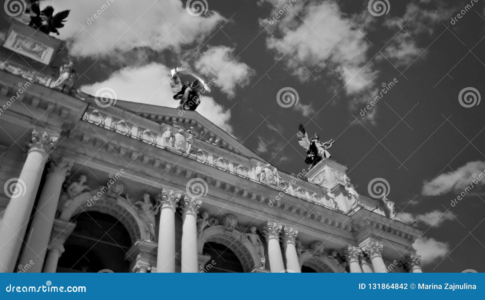 the roof of the opera house building in lviv / lwow ukraine
