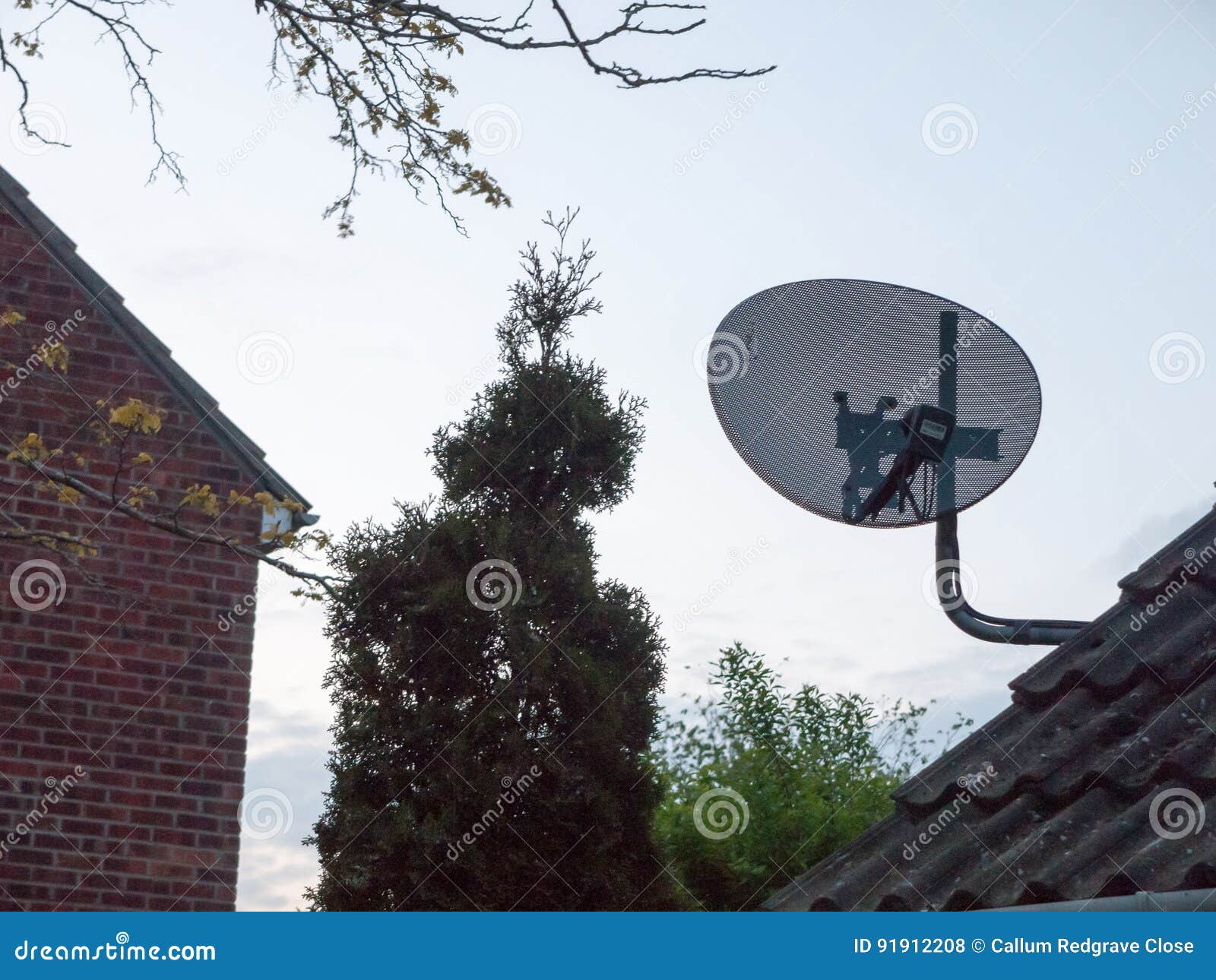 Sky Satellite Dish Outside on a Roof Top Day Stock Photo Image of