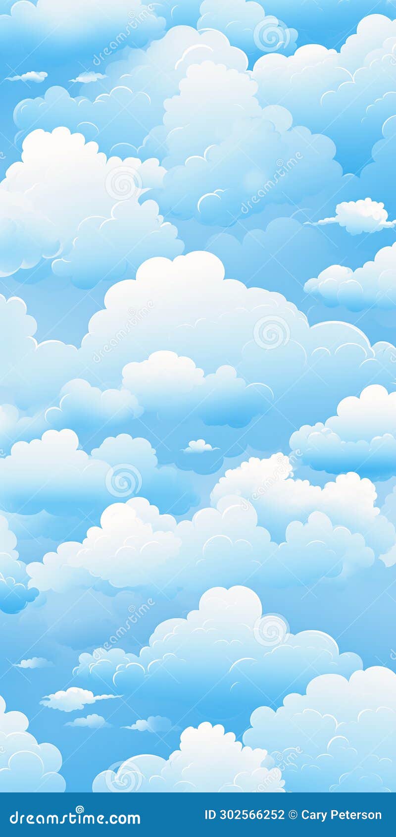 breathing in peace: a seamless blue sky texture banner with fluf