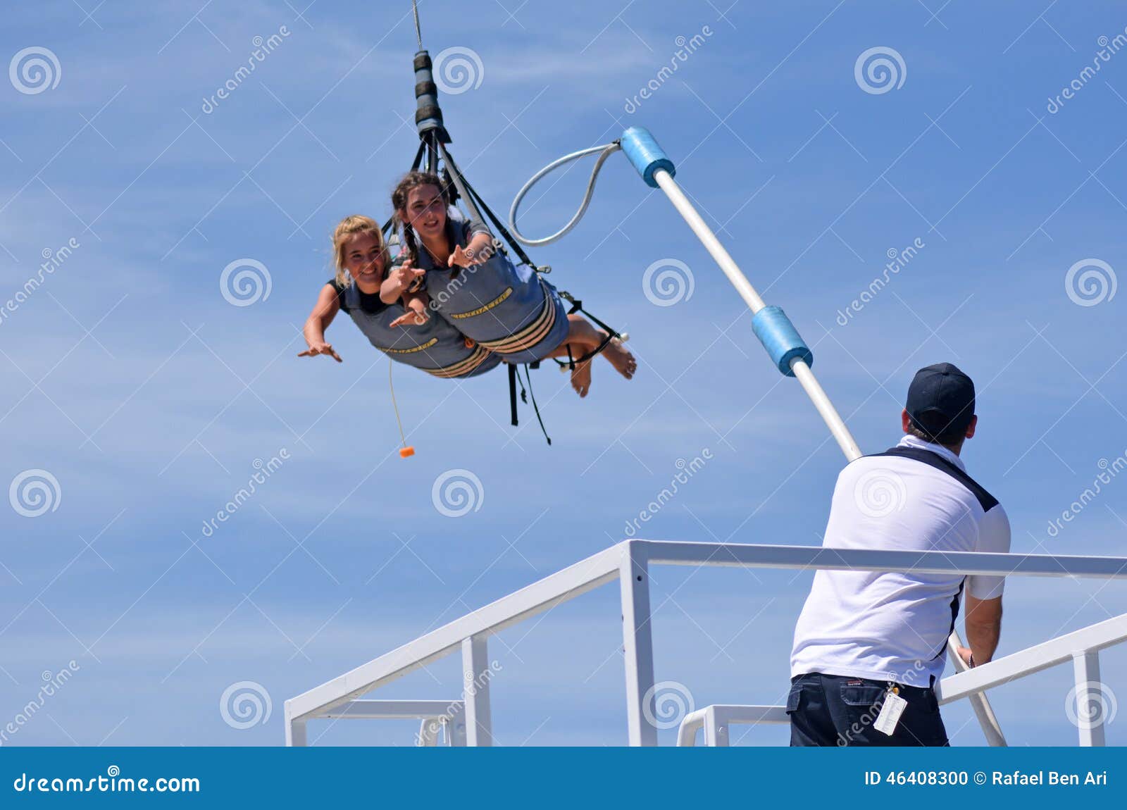 SkyCoaster Bungee Jumping Worker Editorial Image Image of girls, activity 46408300