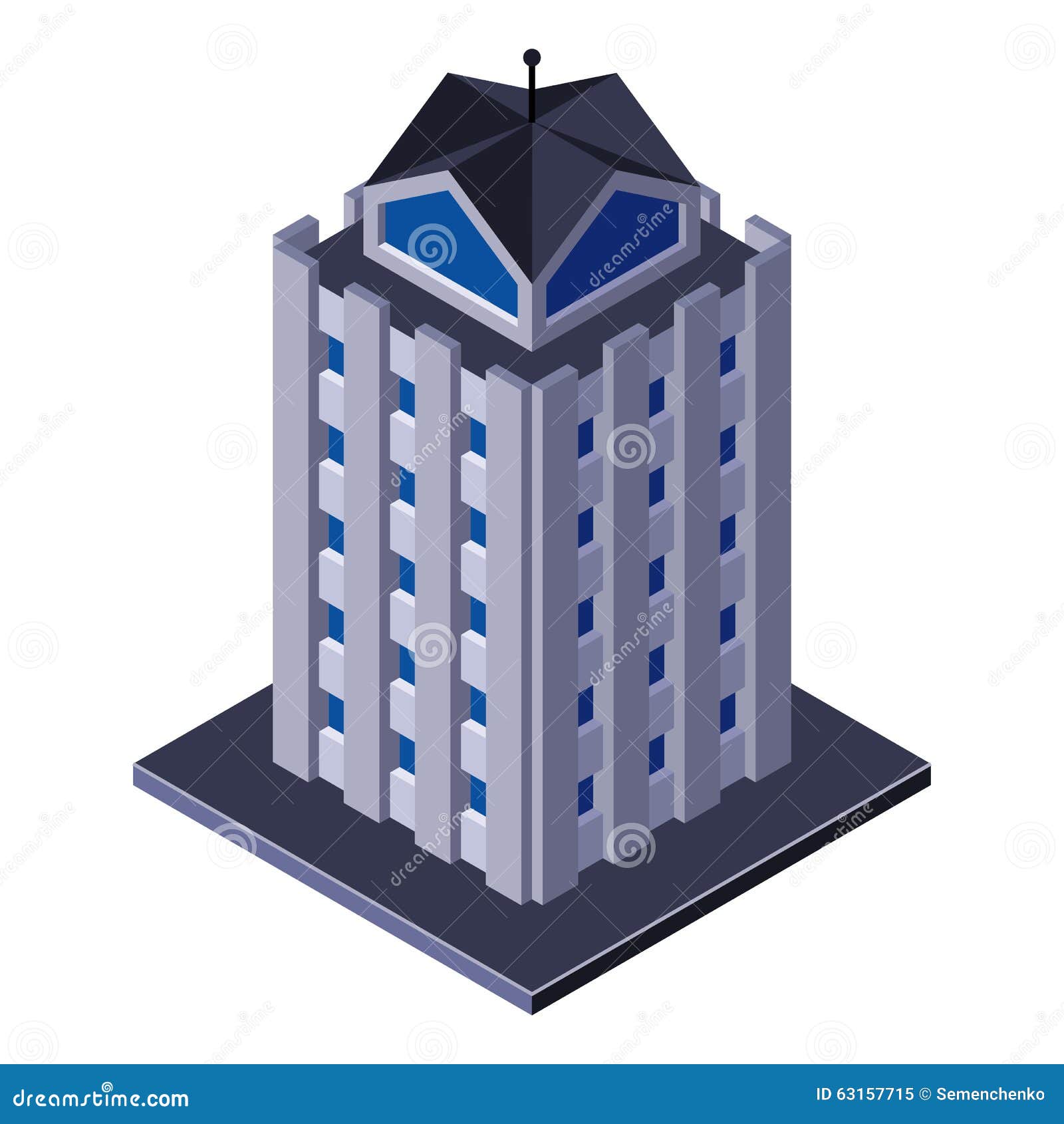 skycraper business center building, office, for real estate brochures or web icon. isometric