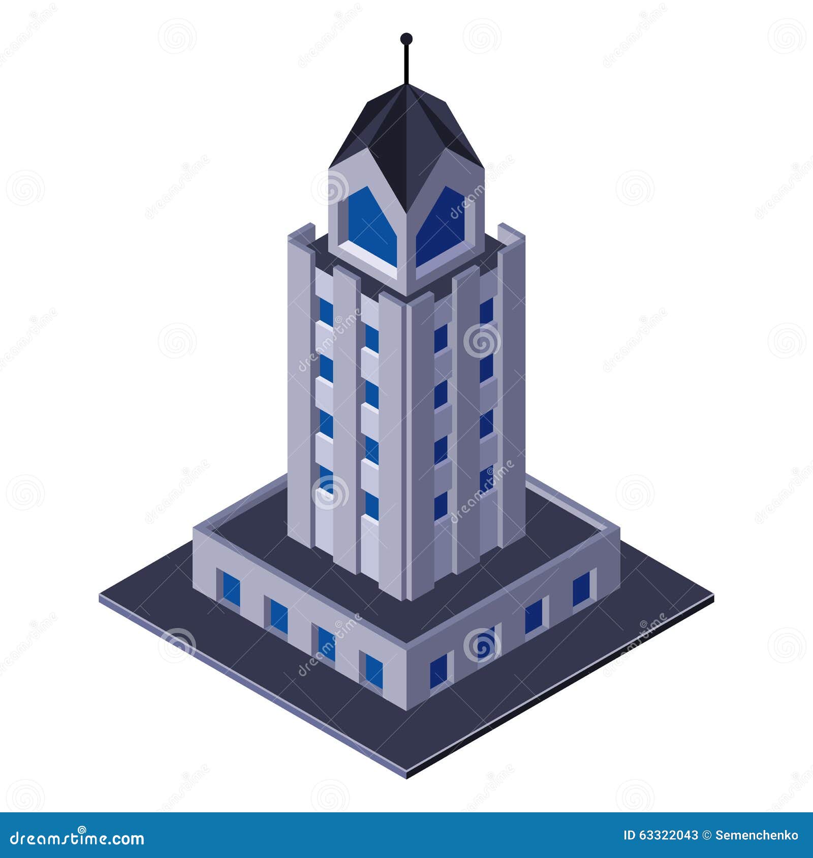 skycraper business center building, office, for real estate brochures or web icon. isometric
