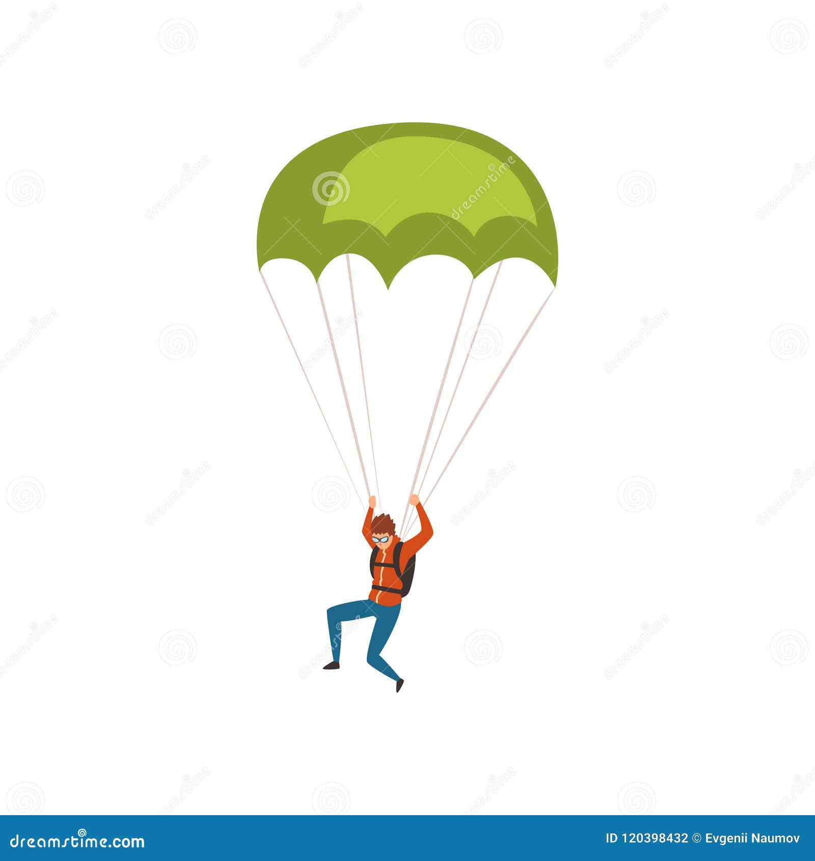 Skydiver Descending With A Parachute In The Sky Parachuting Sport And