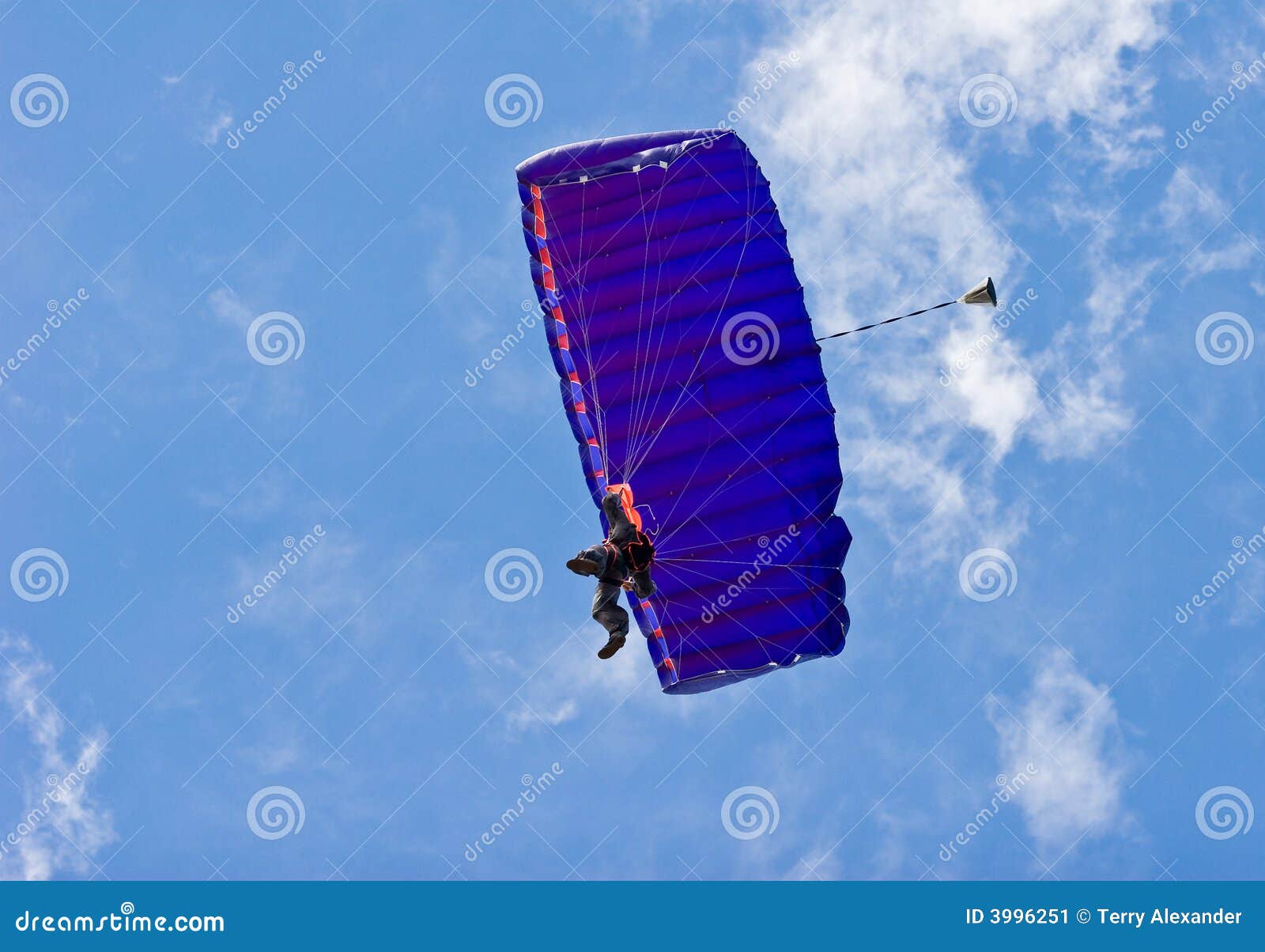 Skydiver With Parachute Stock Image Image Of Height Parachute 3996251