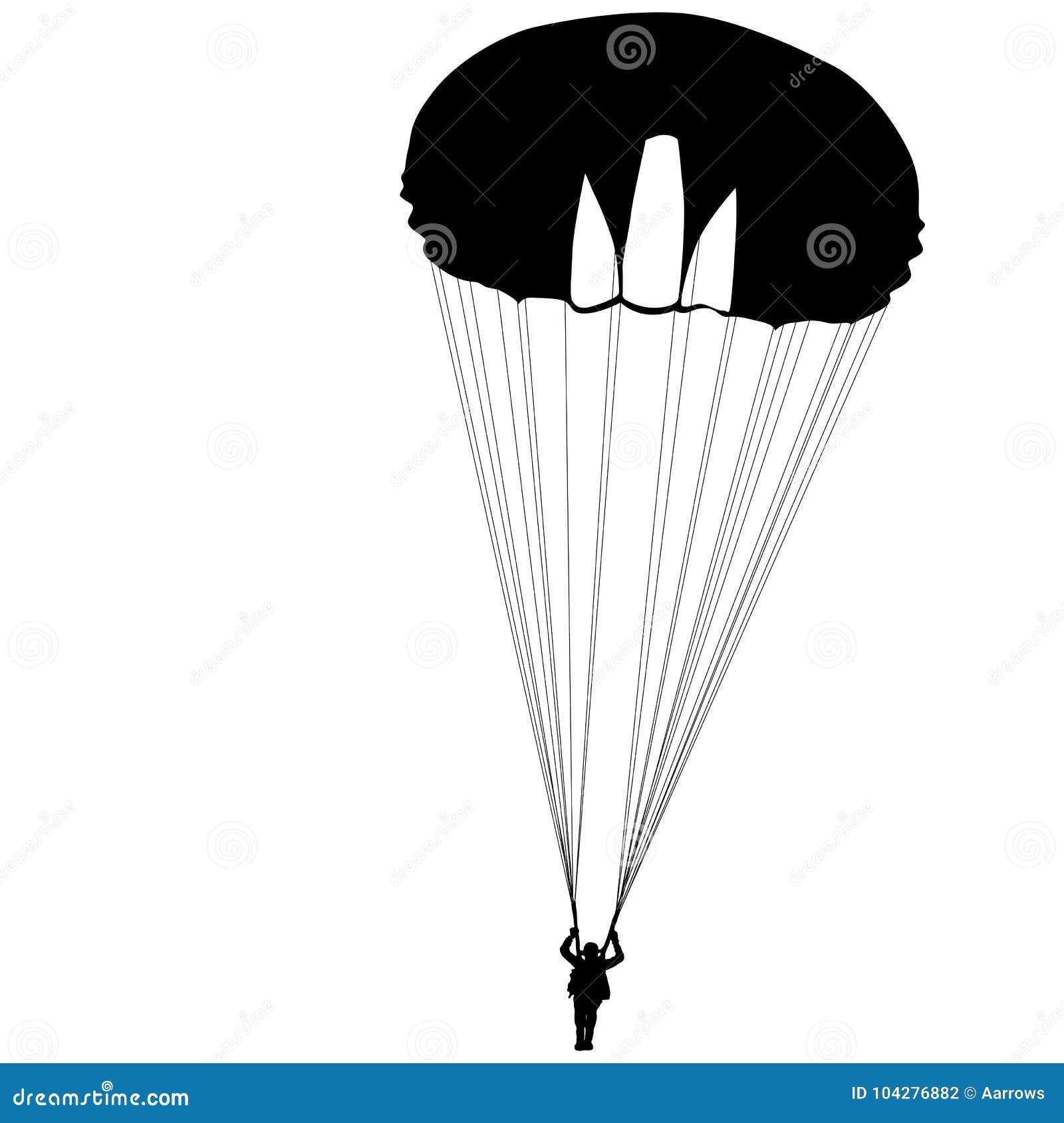 Skydiver, Silhouettes Parachuting on a White Background Stock Vector