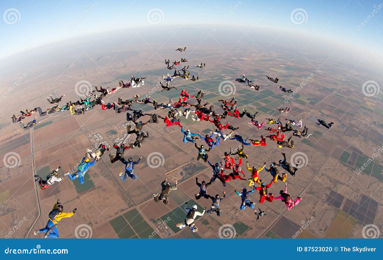 Skydiving Large Group Formation High Angle View Editorial Image Image