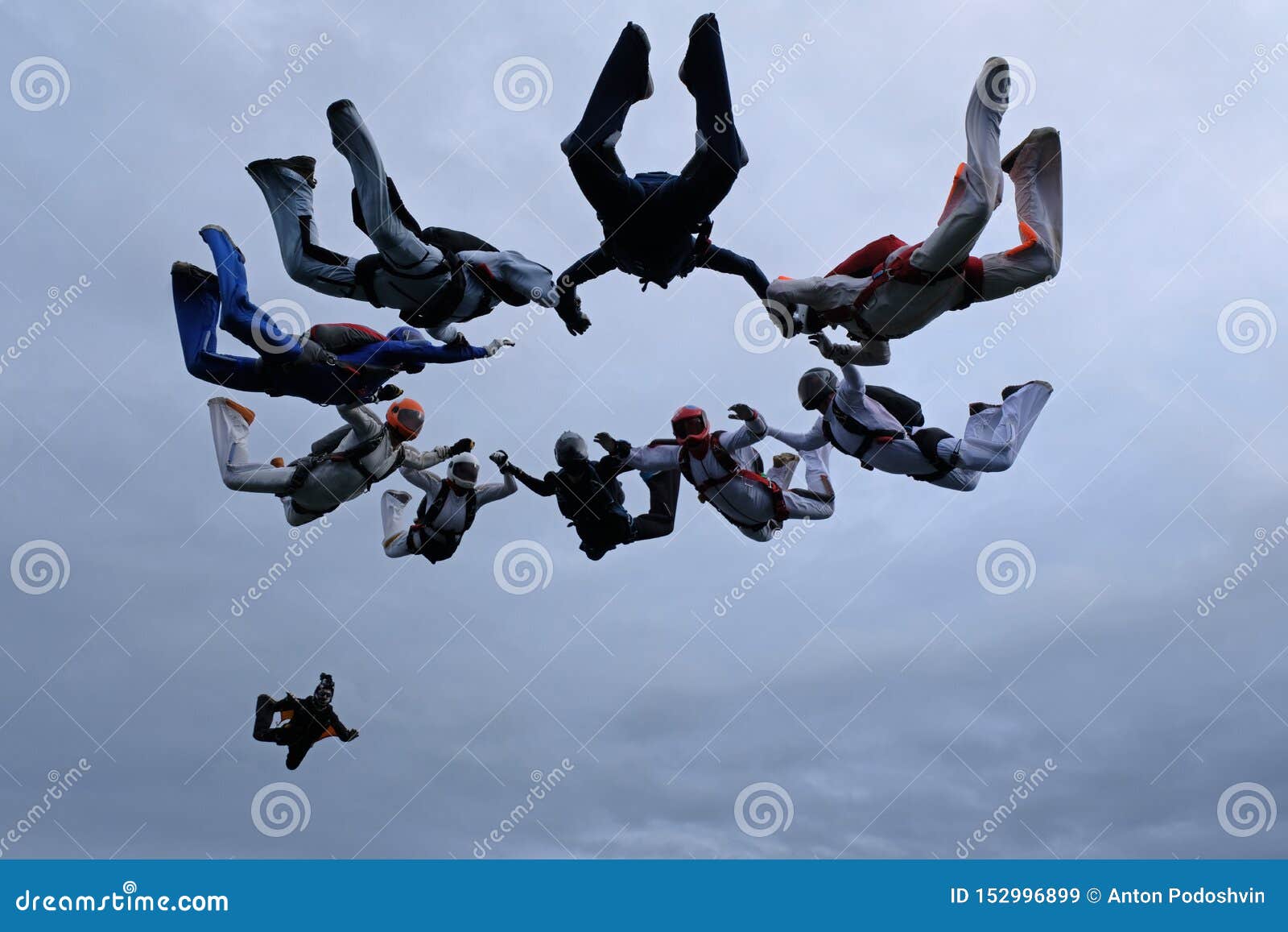 A Group of Skydivers. Formation Skydiving in the Sky. Stock Image ...