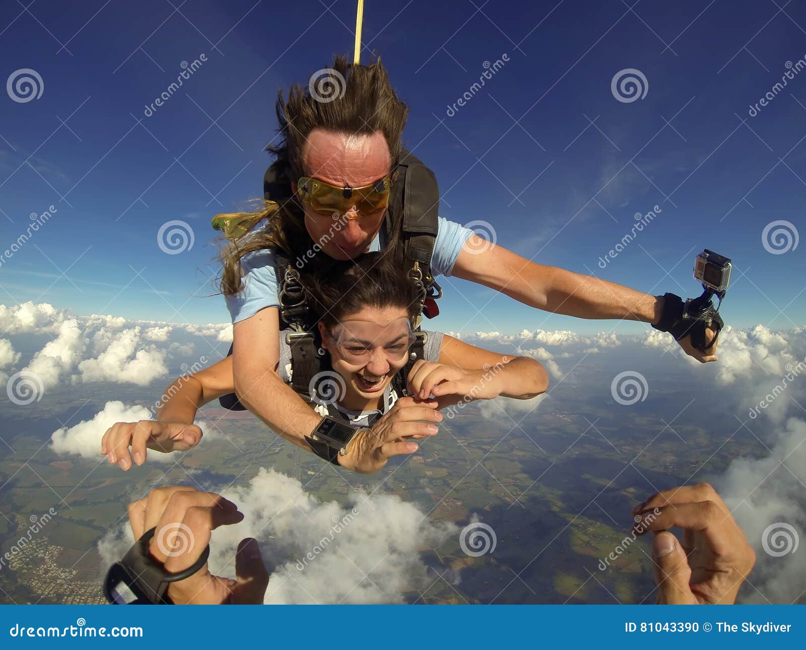 Skydiving Tandem Couple Pov Stock Photo Image of airplane, hair 81043390