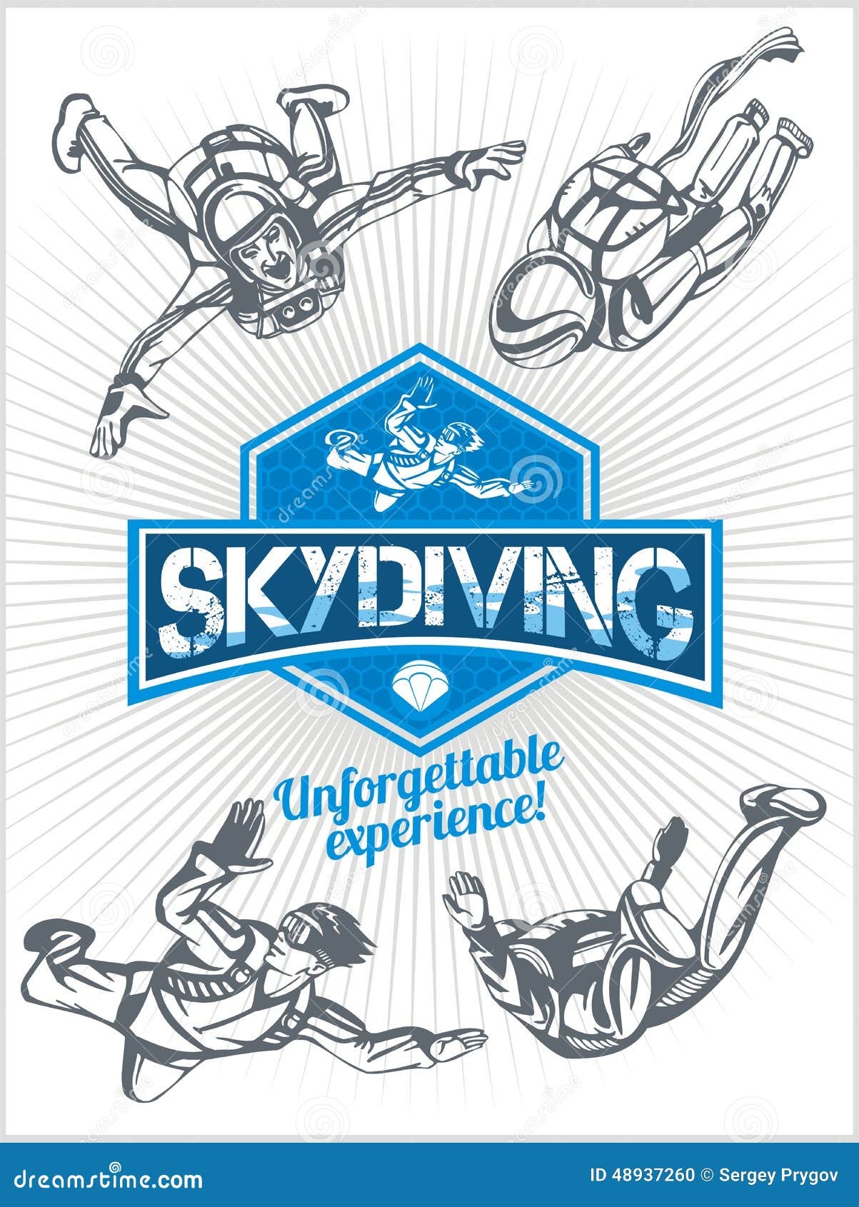 skydiving.  set - emblem and skydivers.