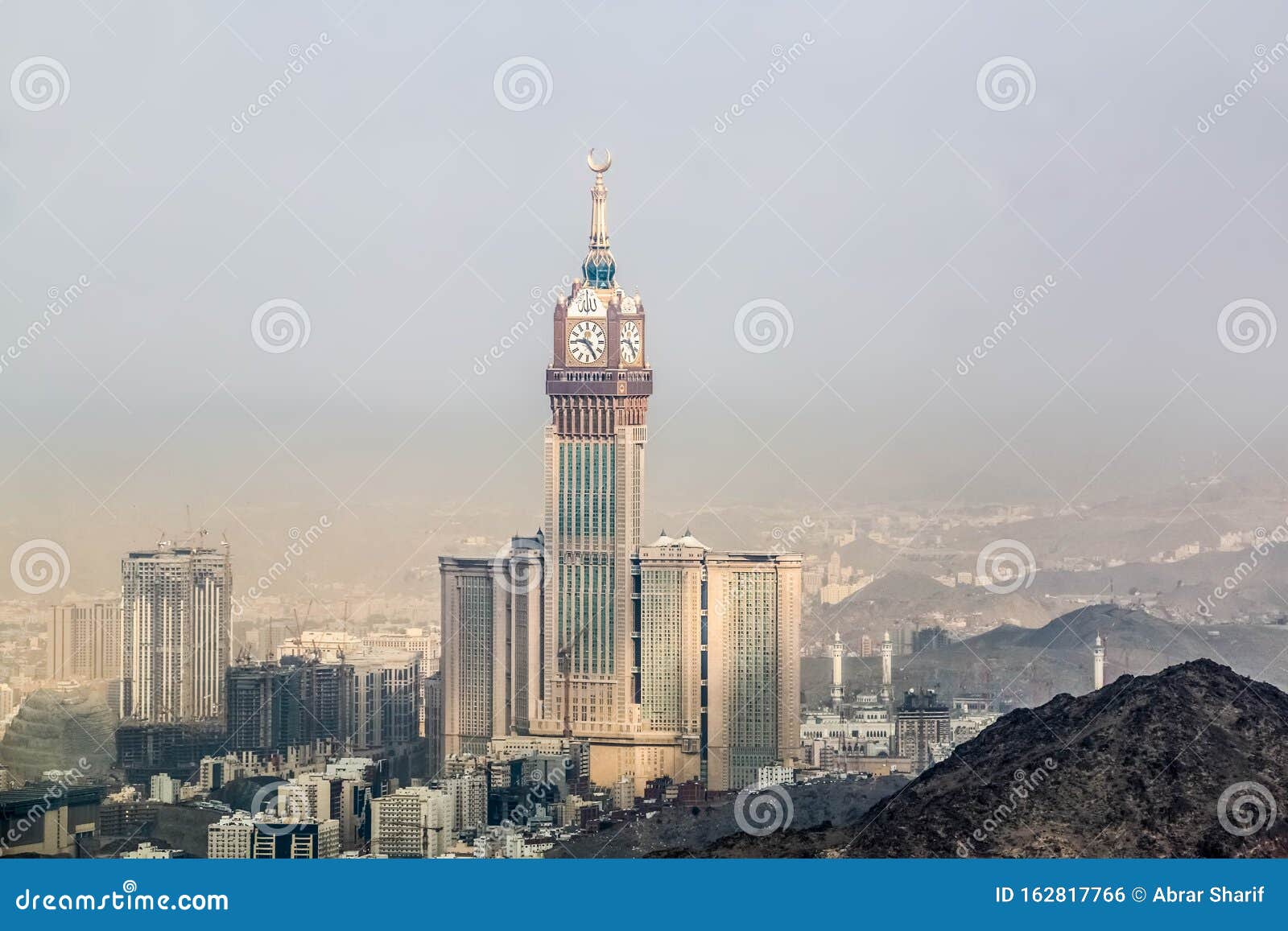 abraj al bait royal clock tower makkah in mecca, saudi arabia.