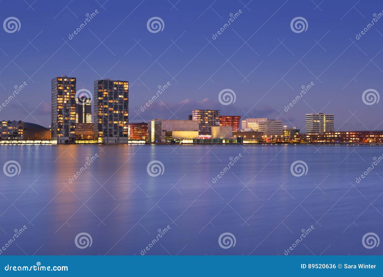 skyline of the city of almere in the netherlands