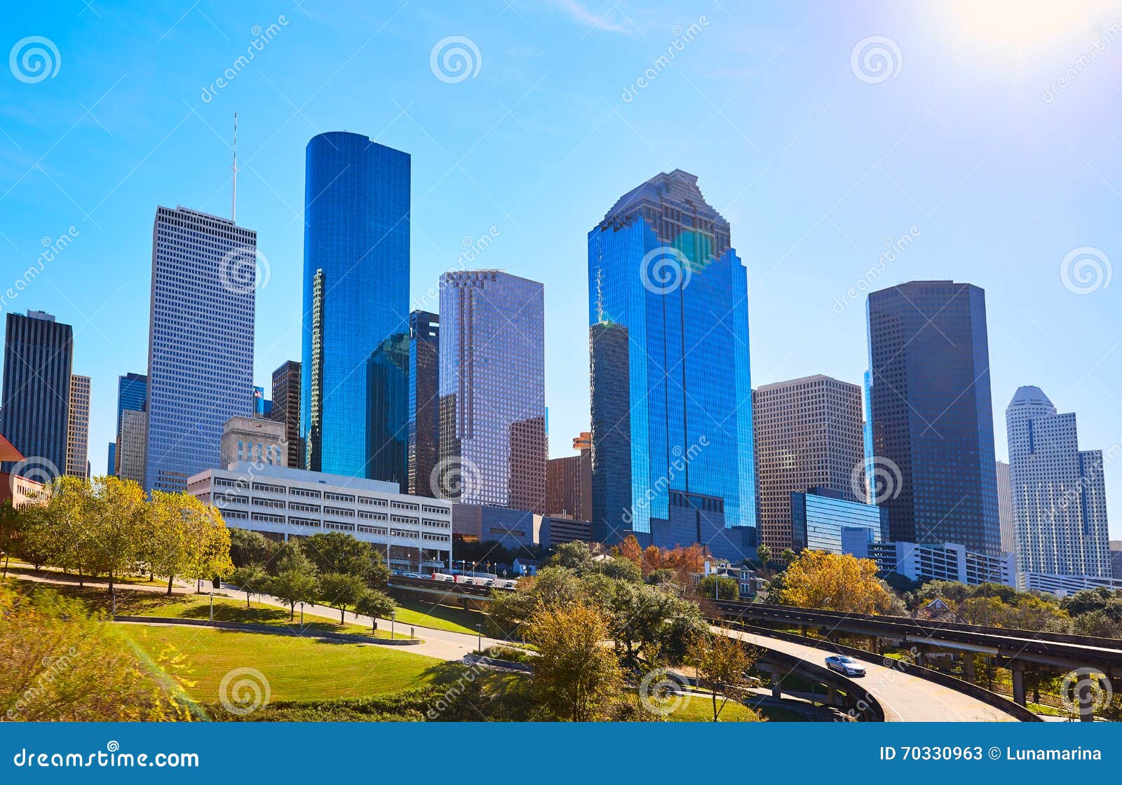 Skyline Da Cidade De Houston De Texas Ocidental E.U. Imagem de Stock