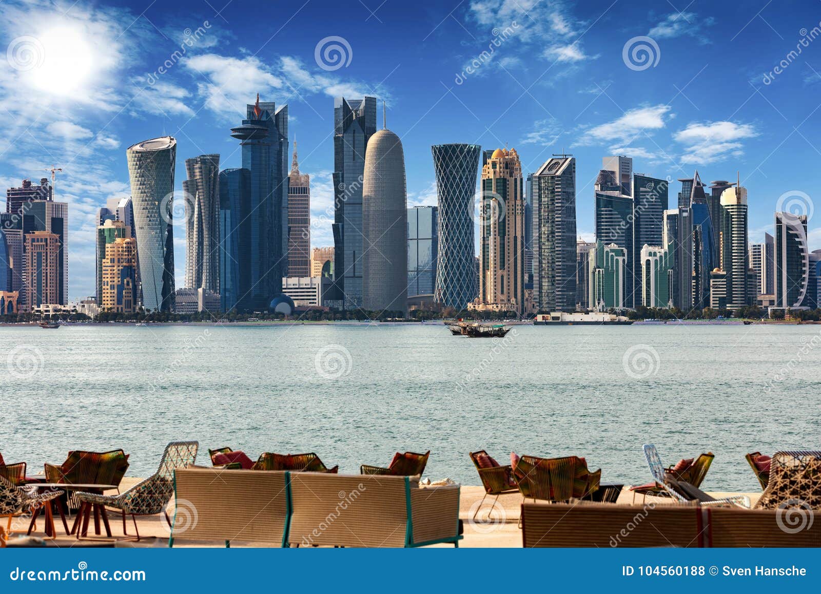 The skyline of Doha stock photo. Image of light, middle 104560188