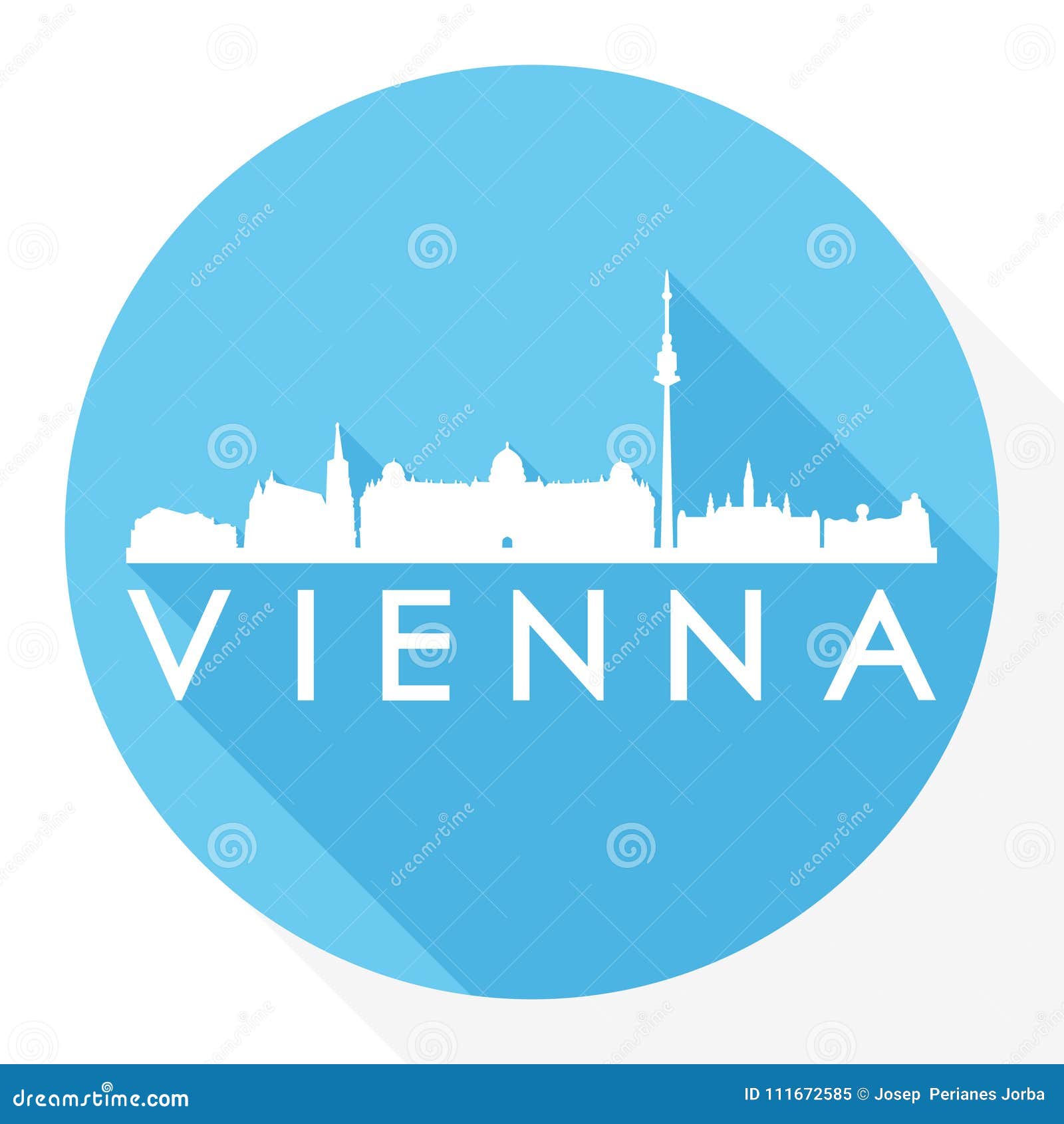 Vienna Austria Round Icon Vector Art Flat Shadow Design Skyline City