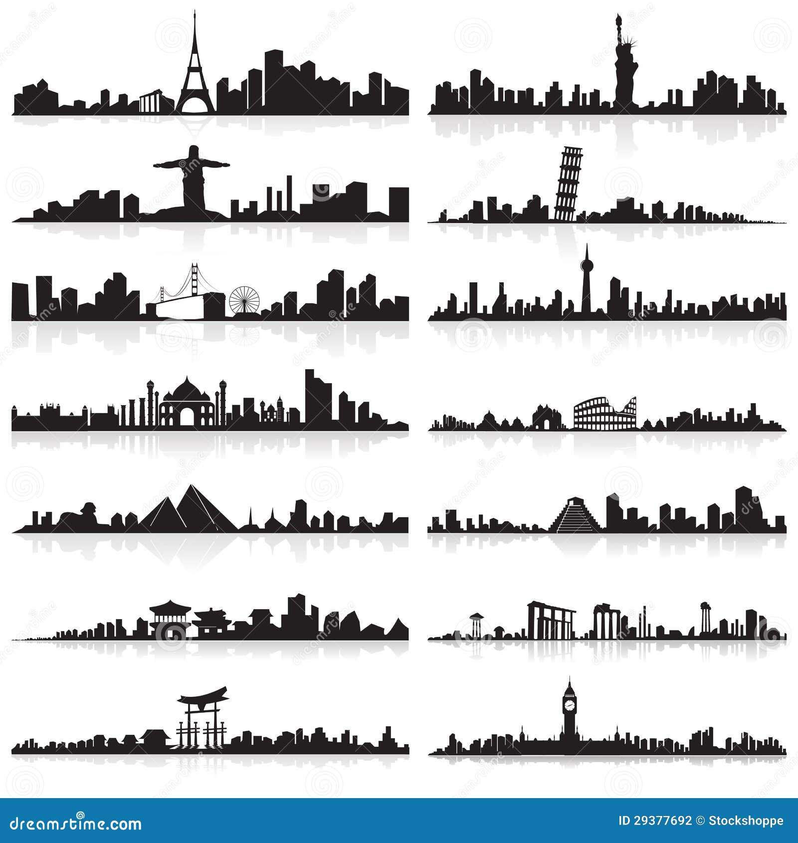 Skyline of famous city stock vector. Illustration of midtown - 29377692