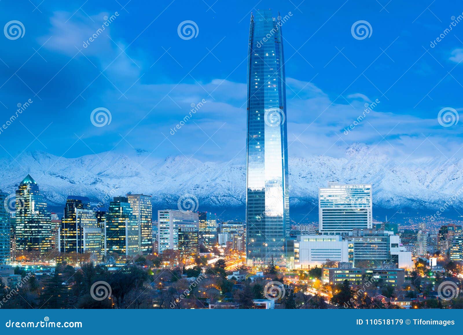 skyline of financial district in las condes in santiago de chile