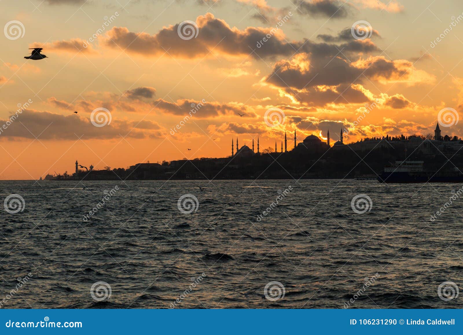 istanbul city skyline at sunset