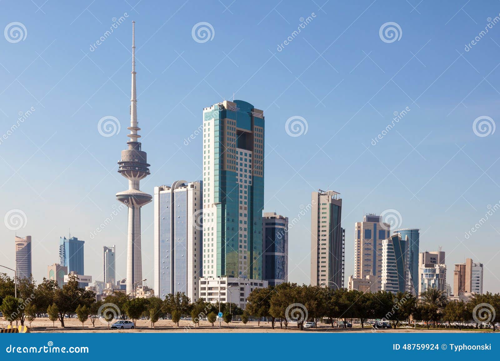 Skyline of Kuwait Downtown stock photo. Image of skyscrapers 48759924