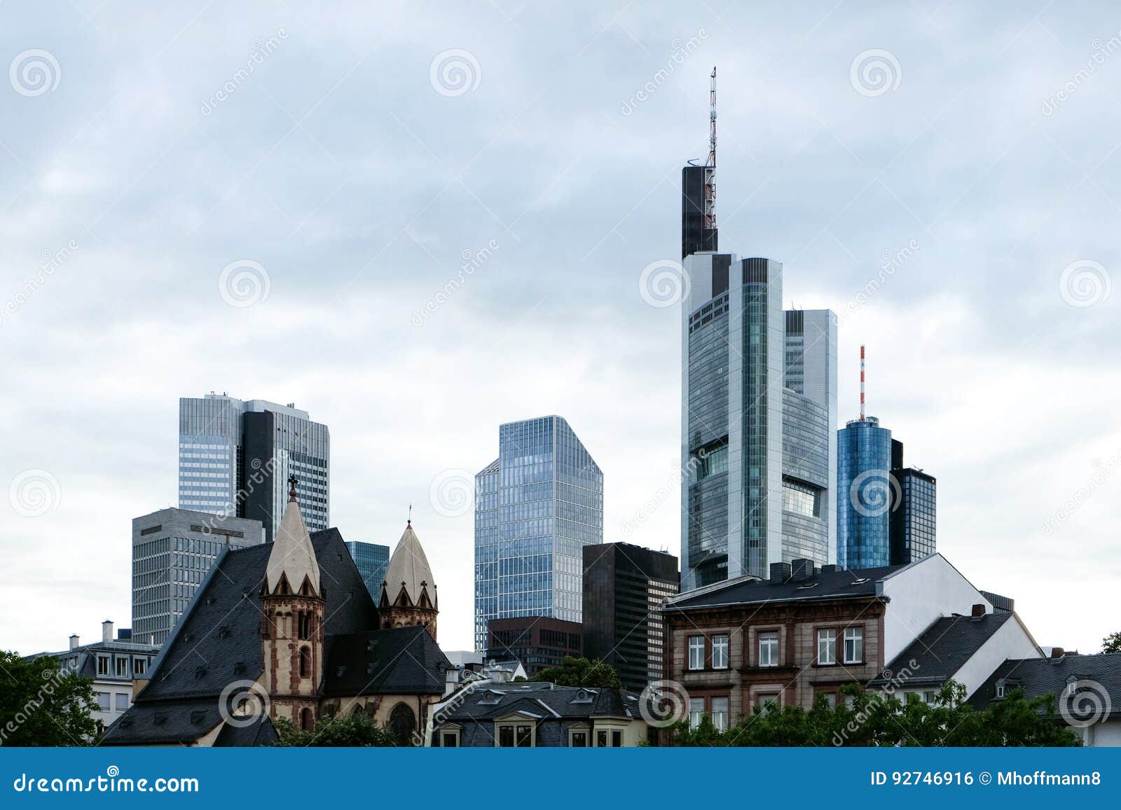 skyline with skyscrapers - frankfurt am main, germany, financial district