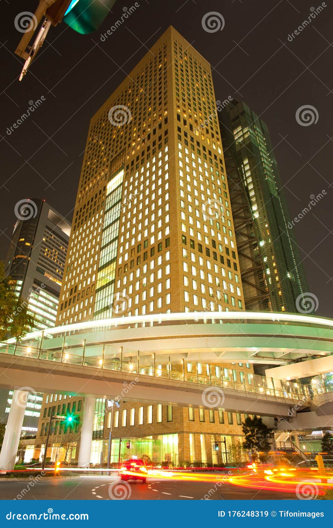 skyline of skyscrapers at shiodome area in shimbashi district, tokyo