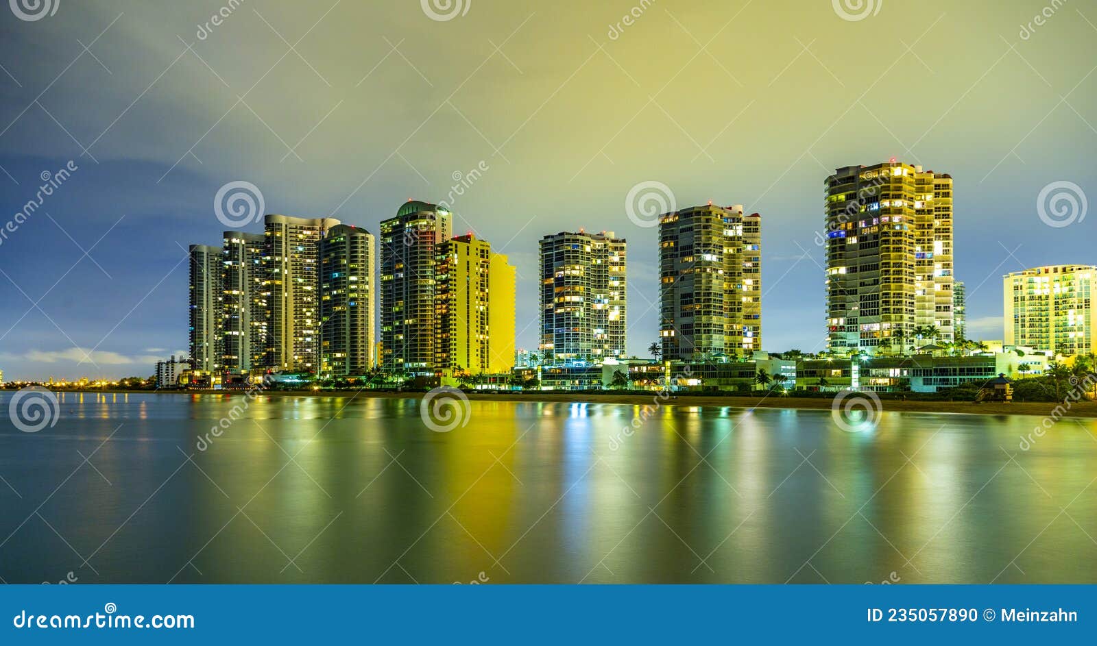 Skyline of Sunny Isles Beach by Night Stock Photo Image of isles, island 235057890