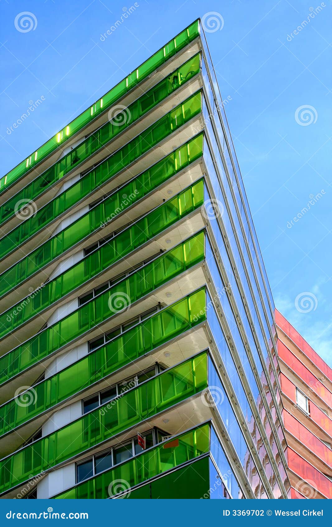 skyscraper with coloured walls