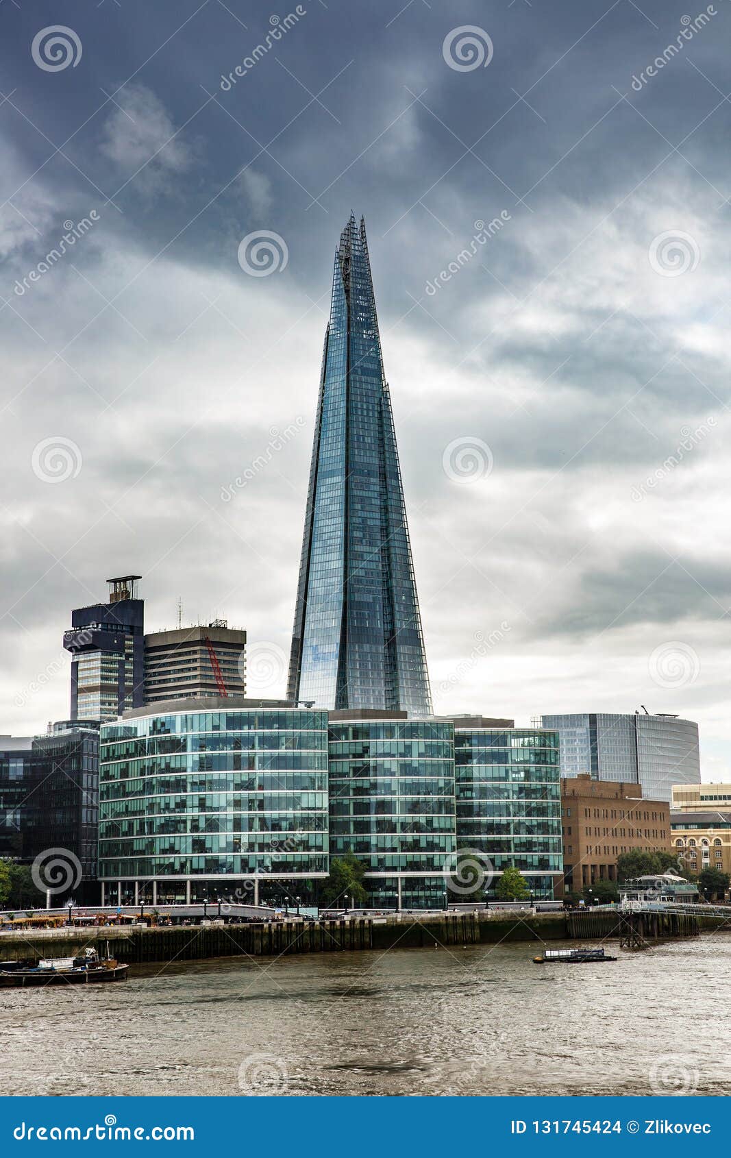 Skyscraper in London, Great Britain with Thames River in the Foreground ...