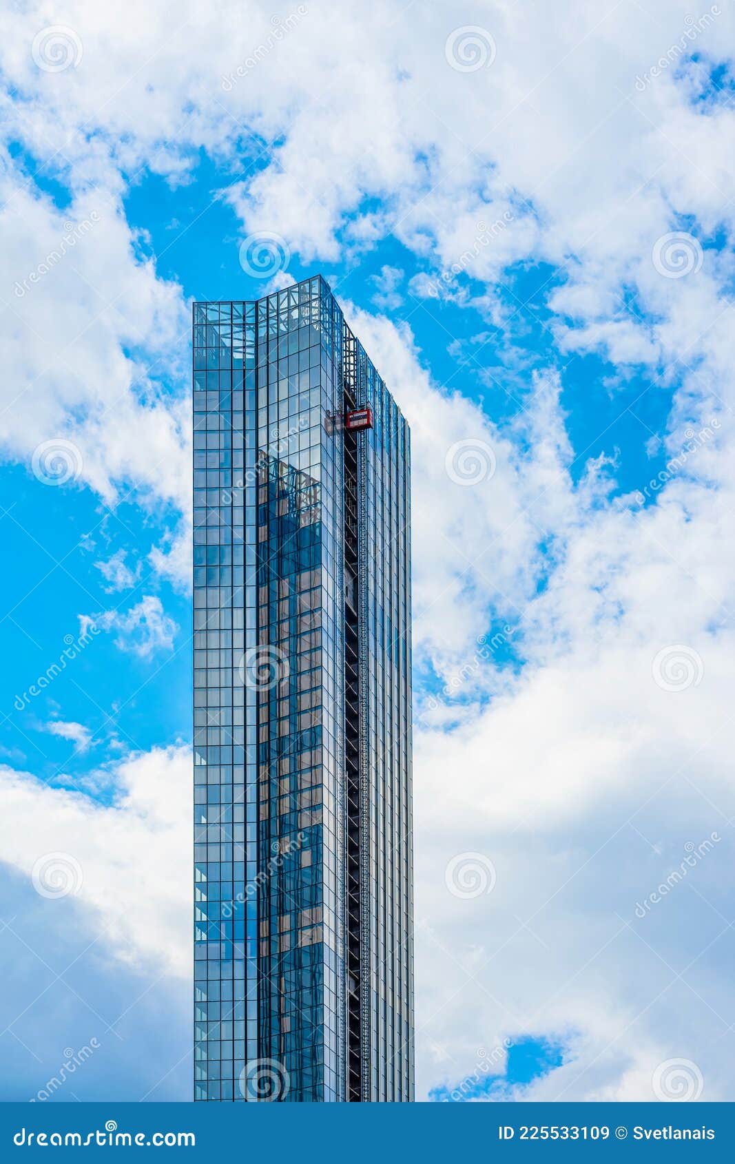 Skyscraper Under Construction Against Blue Sky. Housing, Construction