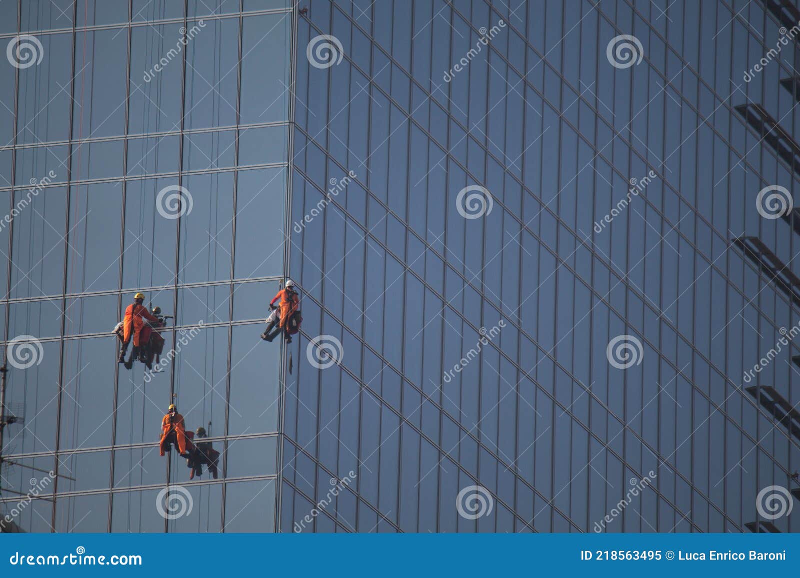 Skyscraper Window Cleaners at Work Stock Image Image of city, clean 218563495