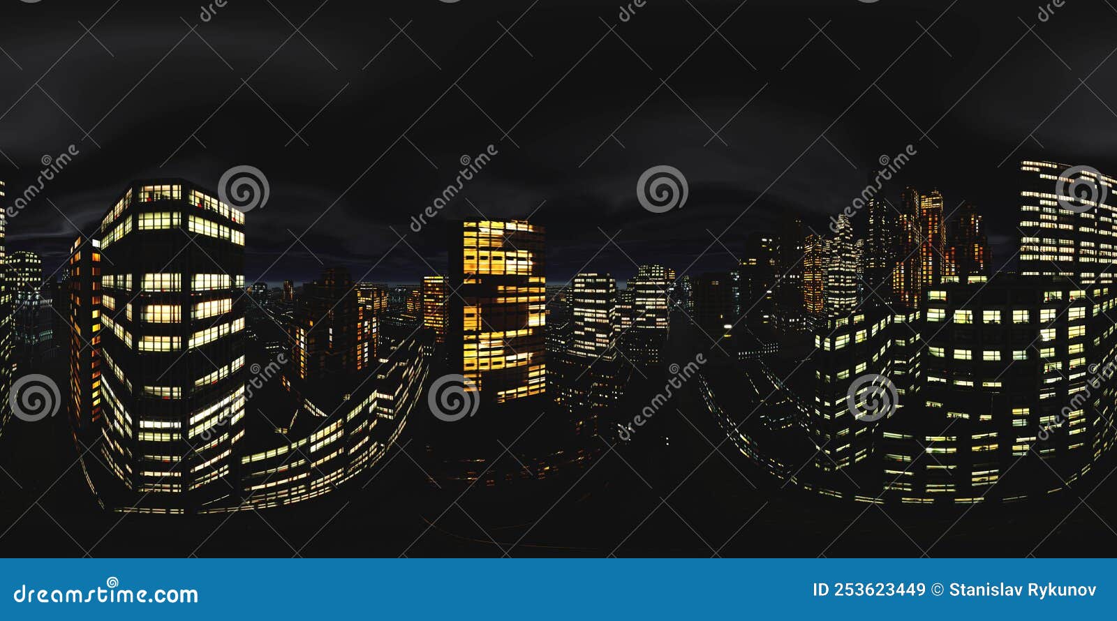 Skyscrapers in a Modern City, HDRI Stock Illustration - Illustration of ...