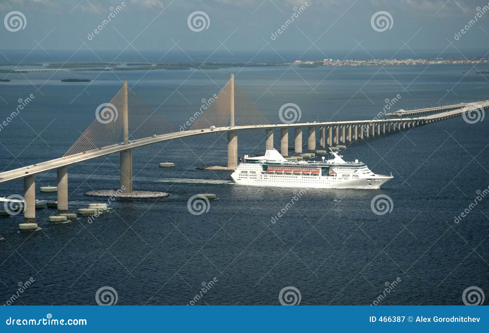 skyway bridge and cruise ship