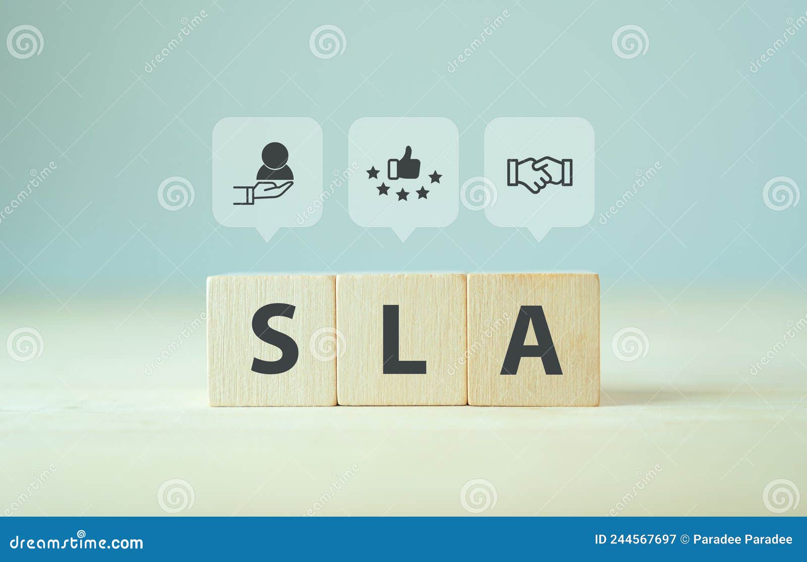 sla - service level agreement acronym, business concept. service performance tracking to reduce the uncertainty the customer in pr