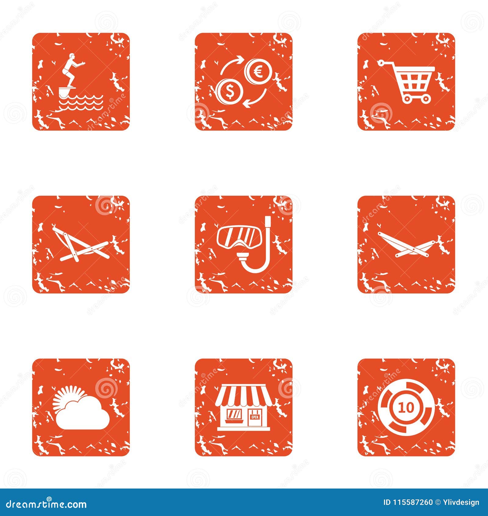 slacker icons set, grunge style